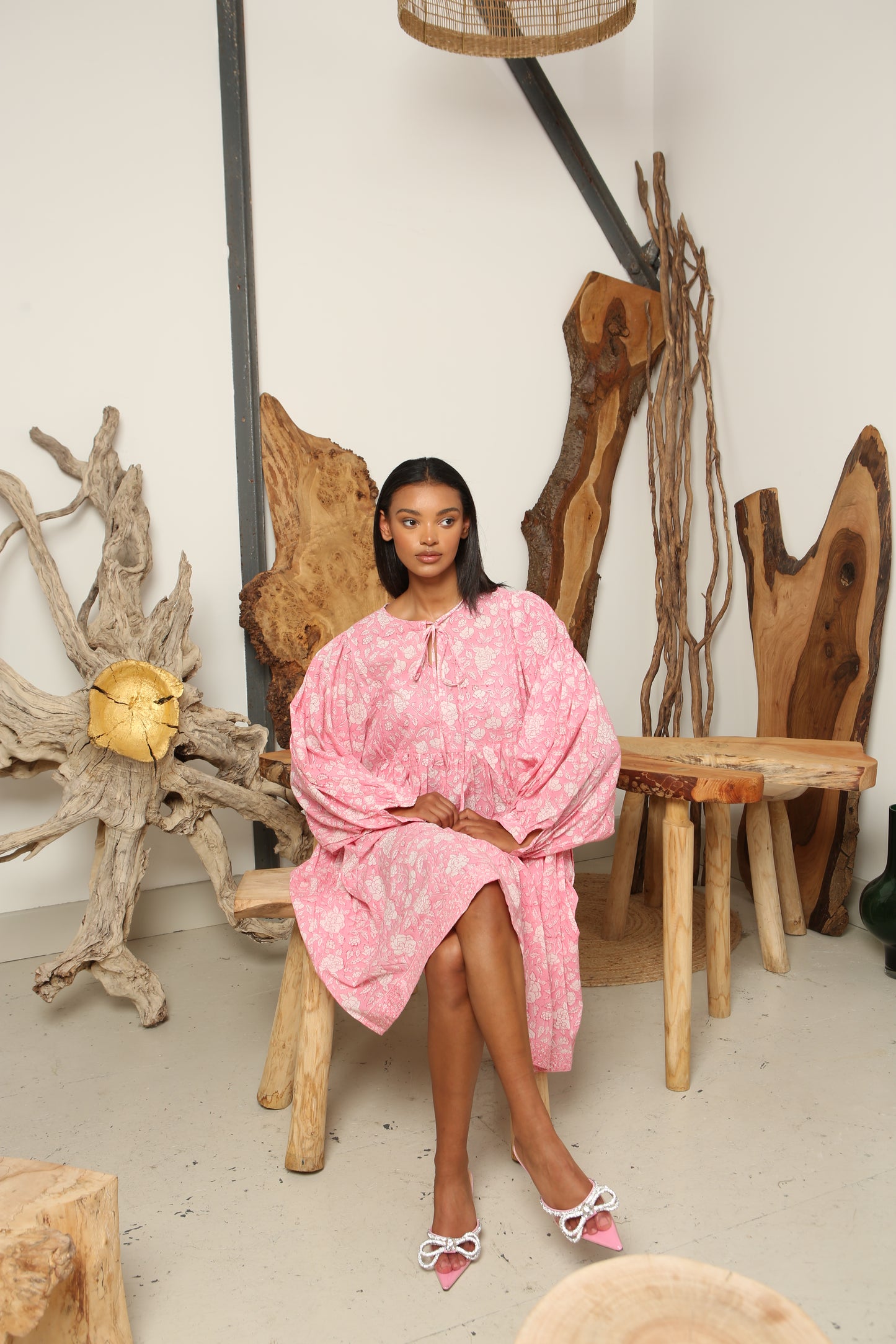 Blossom Full Sleeve Midi Smock Dress