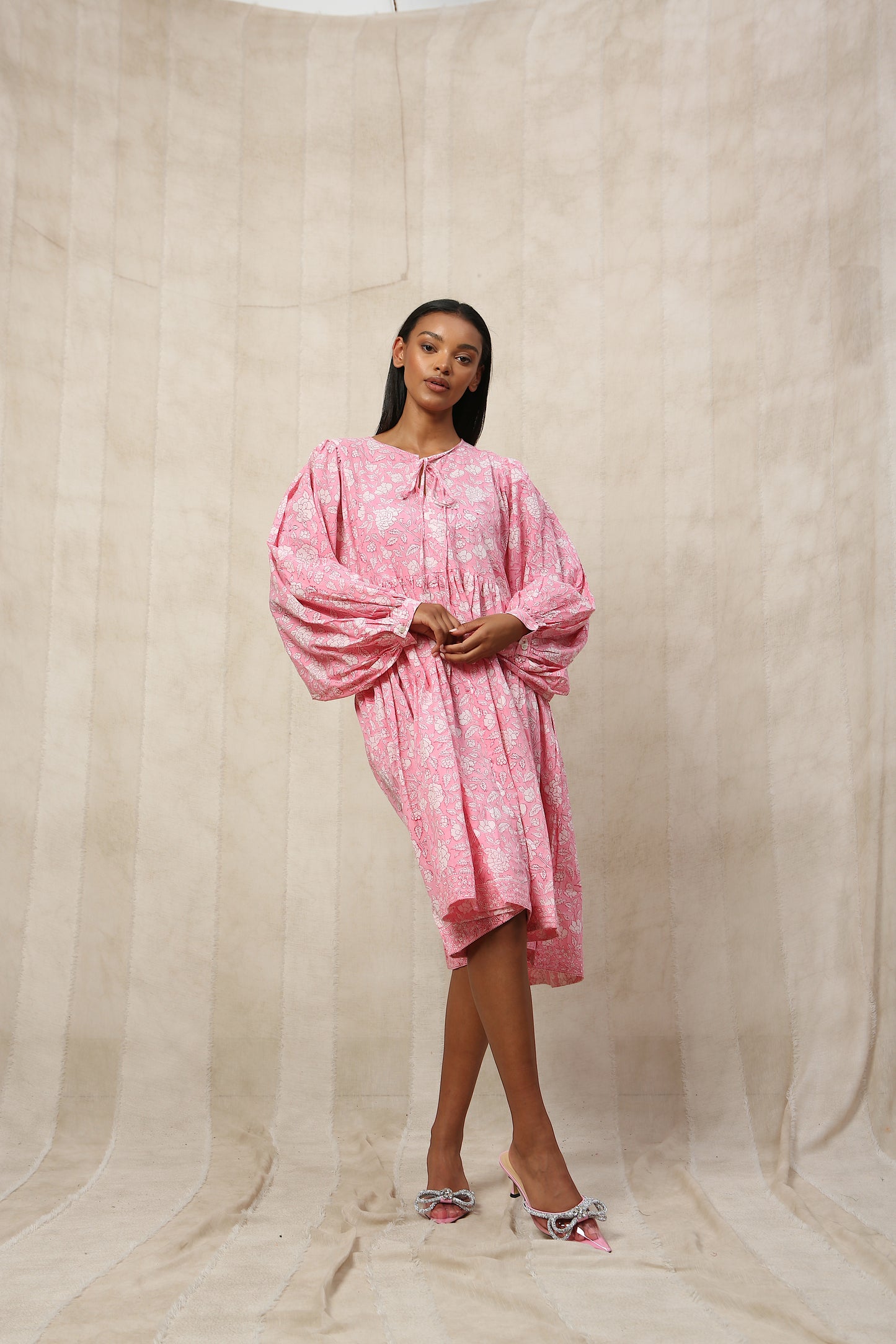 Blossom Full Sleeve Midi Smock Dress