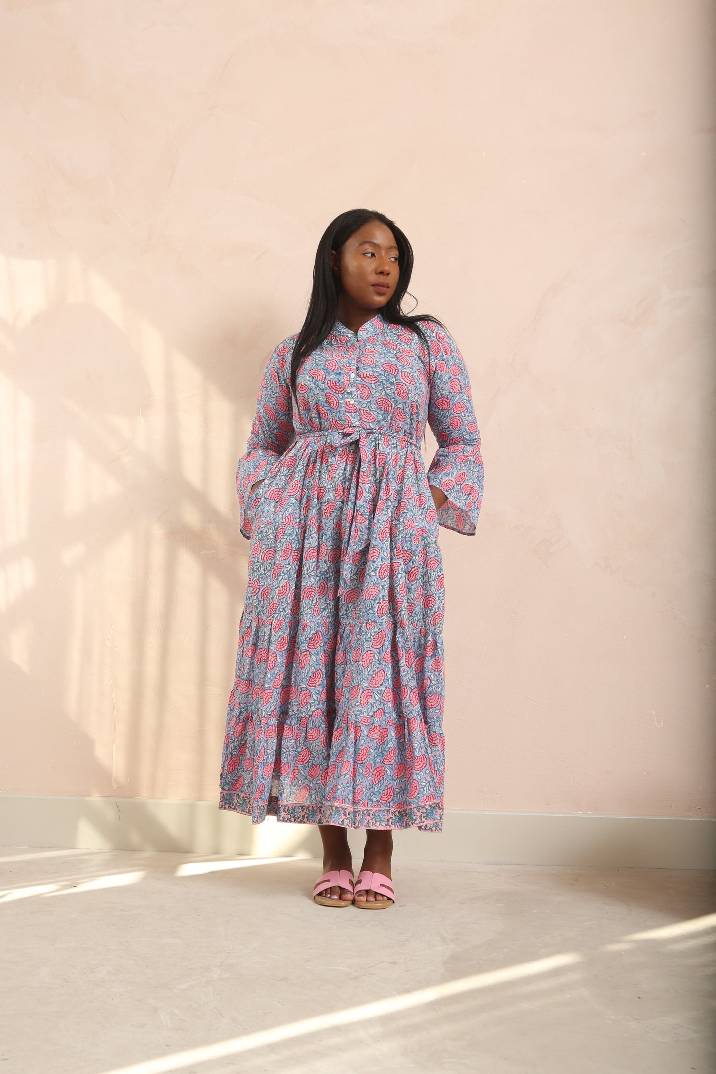 Jasper Bell Sleeve Shirt Collar Maxi Dress