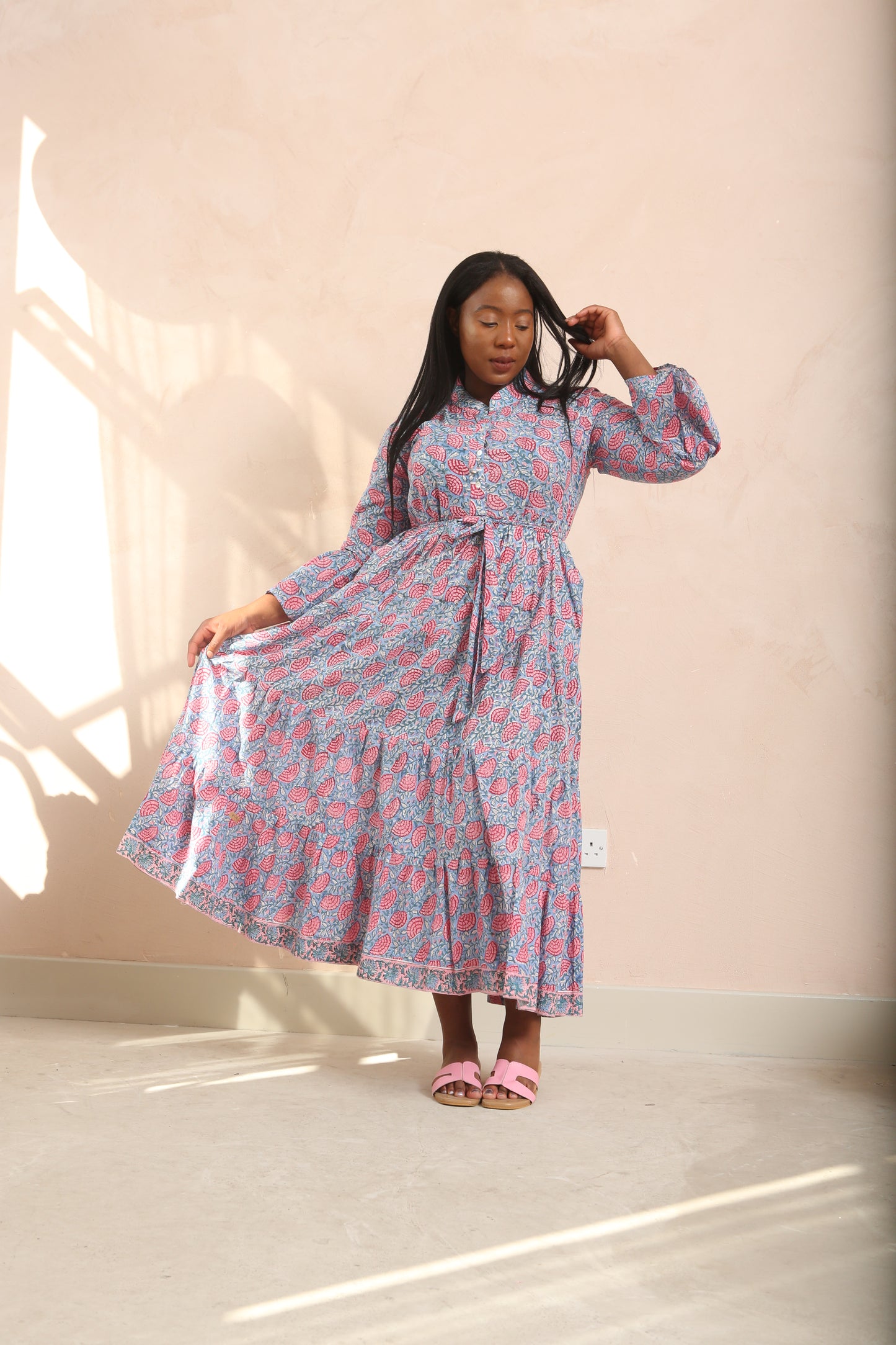 Jasper Bell Sleeve Shirt Collar Maxi Dress