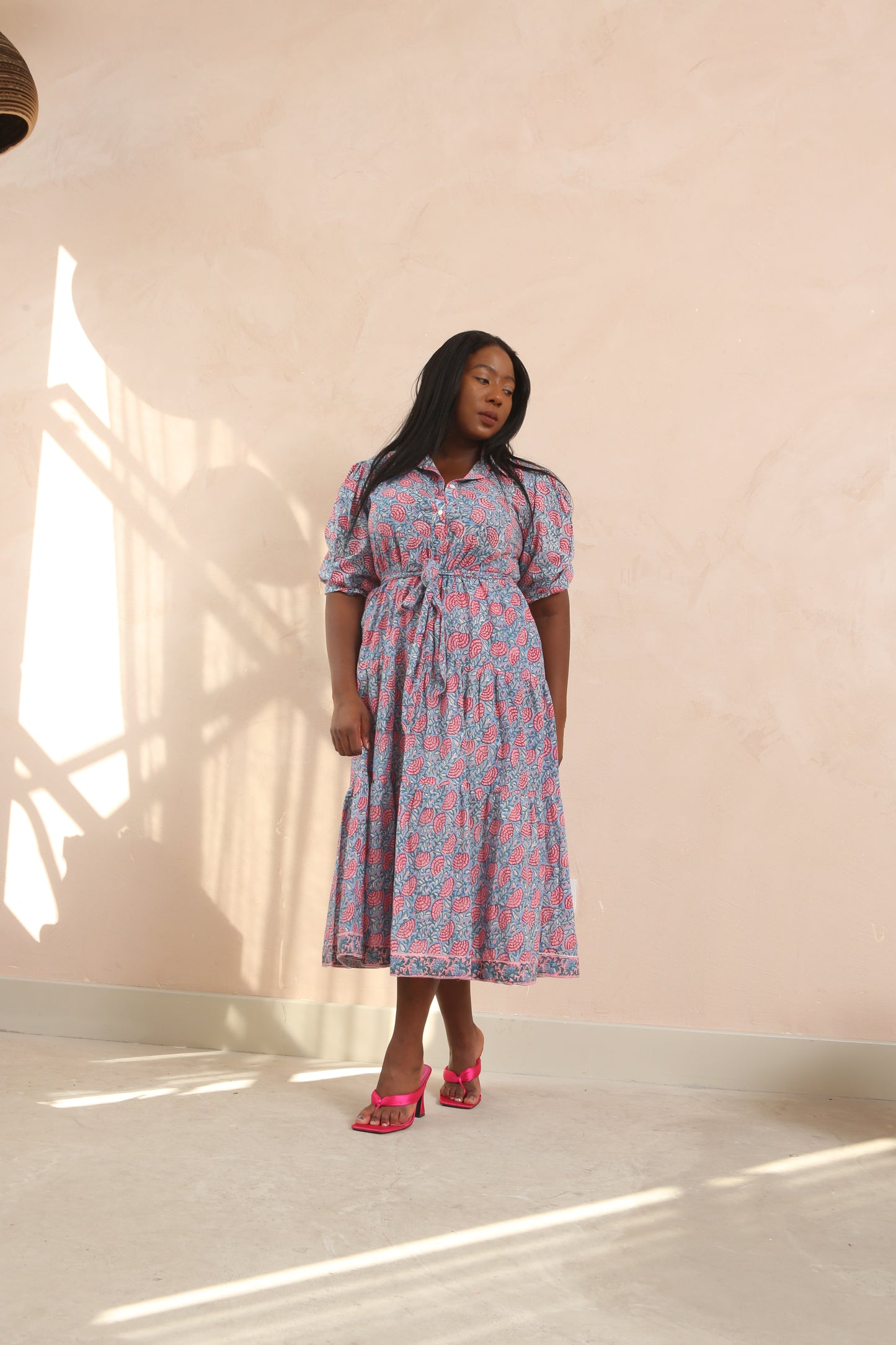 Jasper Half Sleeve Shirt Collar Maxi Dress