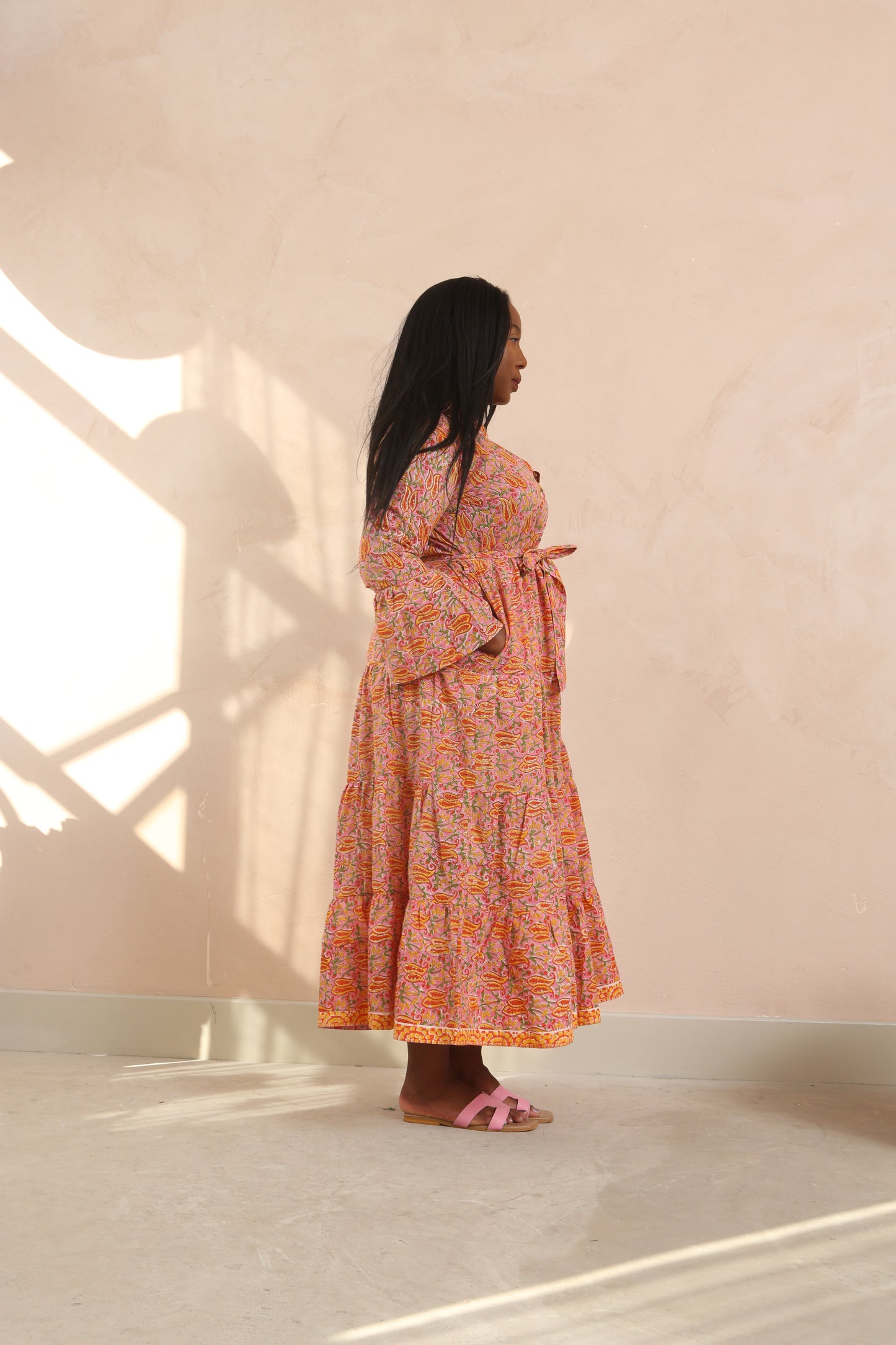 Kaia Full Bell Sleeve Cotton Maxi Dress