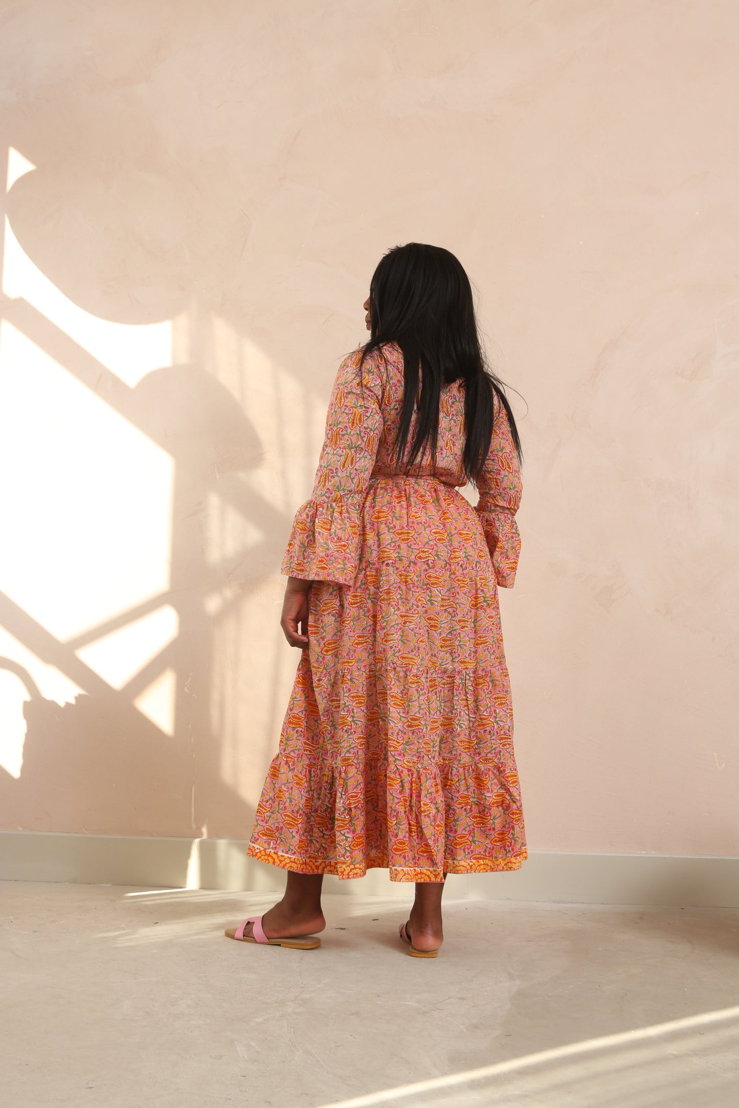 Kaia Full Bell Sleeve Cotton Maxi Dress
