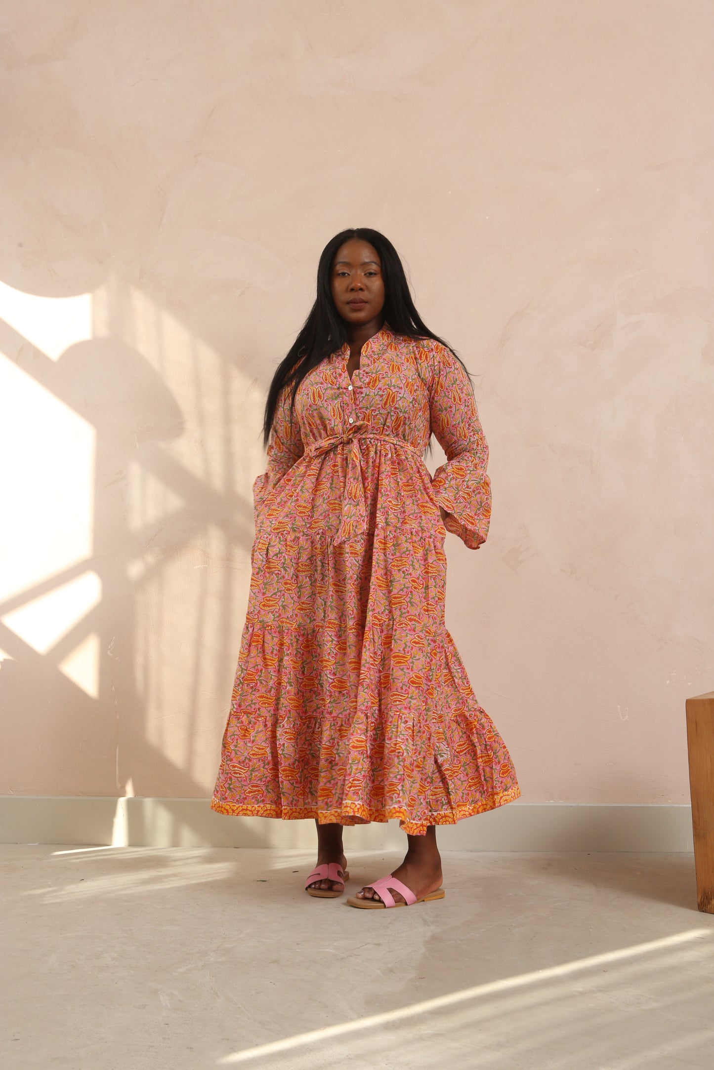 Kaia Full Bell Sleeve Cotton Maxi Dress