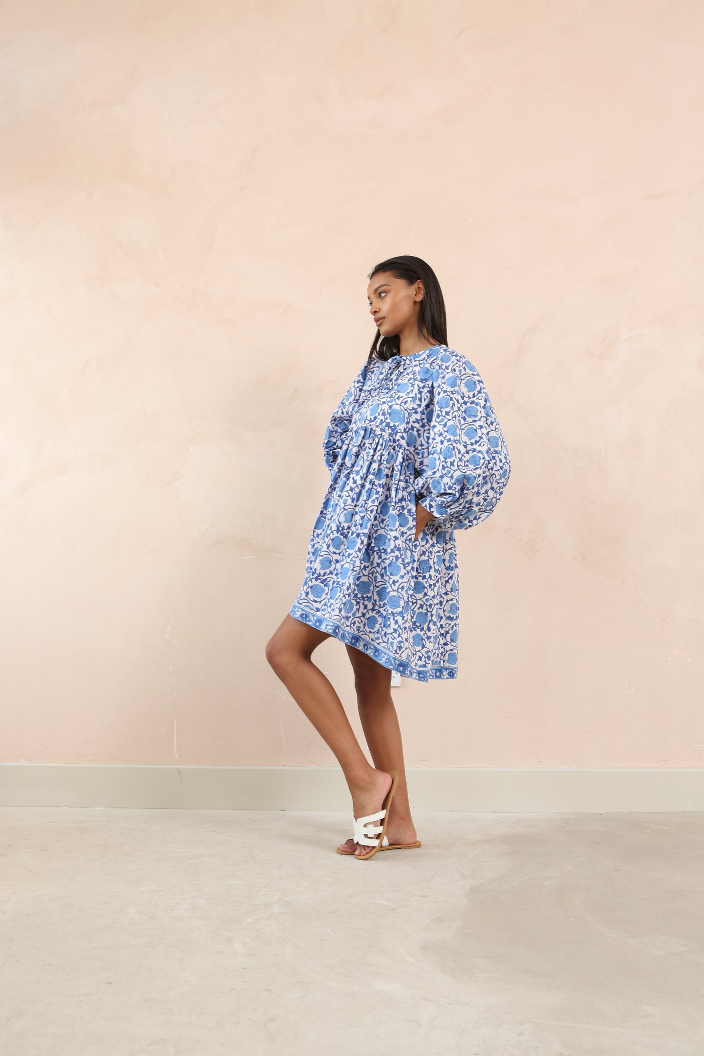 Mara Full Sleeve Midi Smock Dress