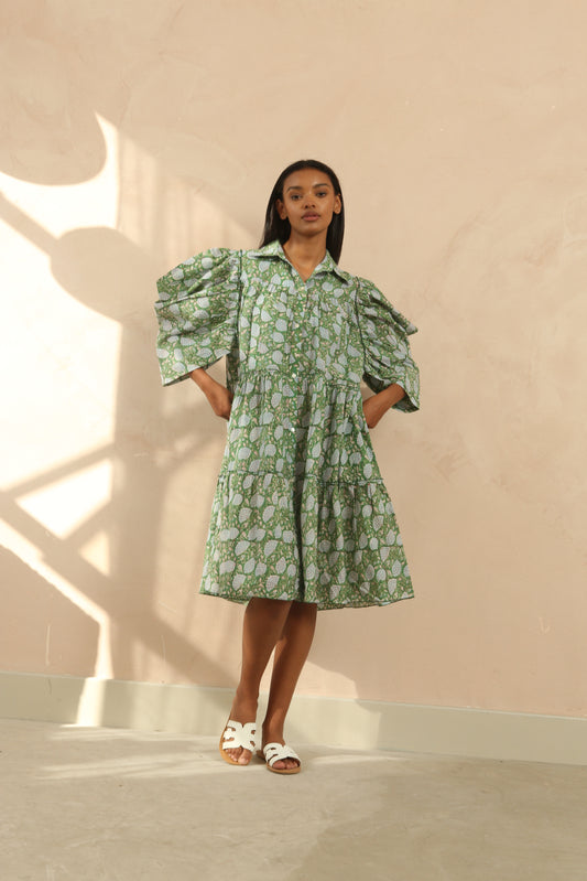 Rachel Ruffle Ruched Midi Dress