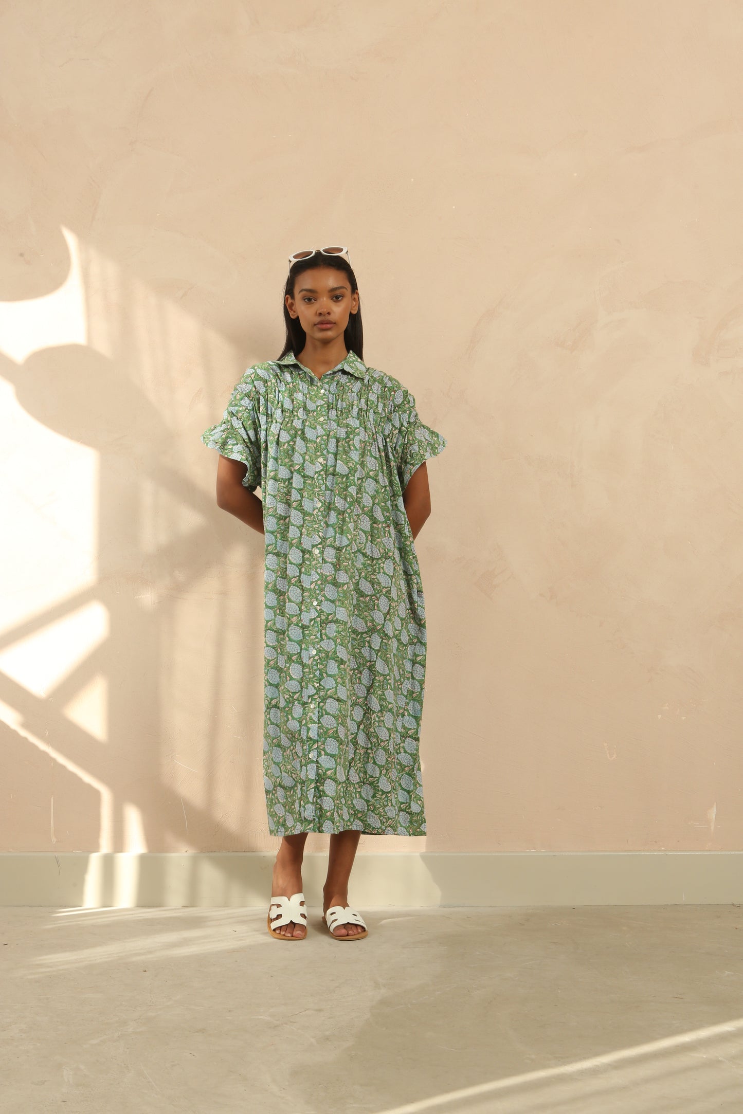 Rachel Ruffle Short Sleeve Maxi Dress