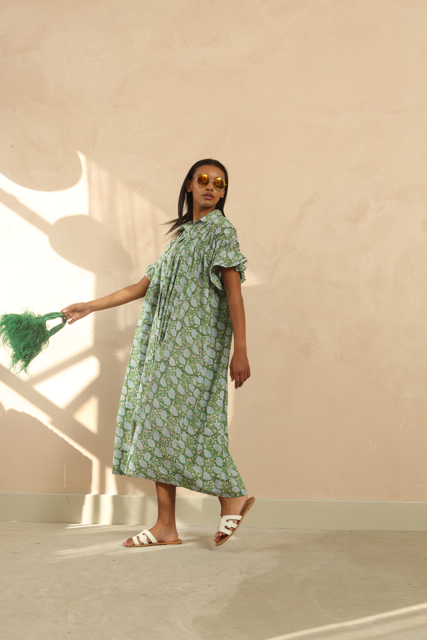 Rachel Ruffle Short Sleeve Maxi Dress
