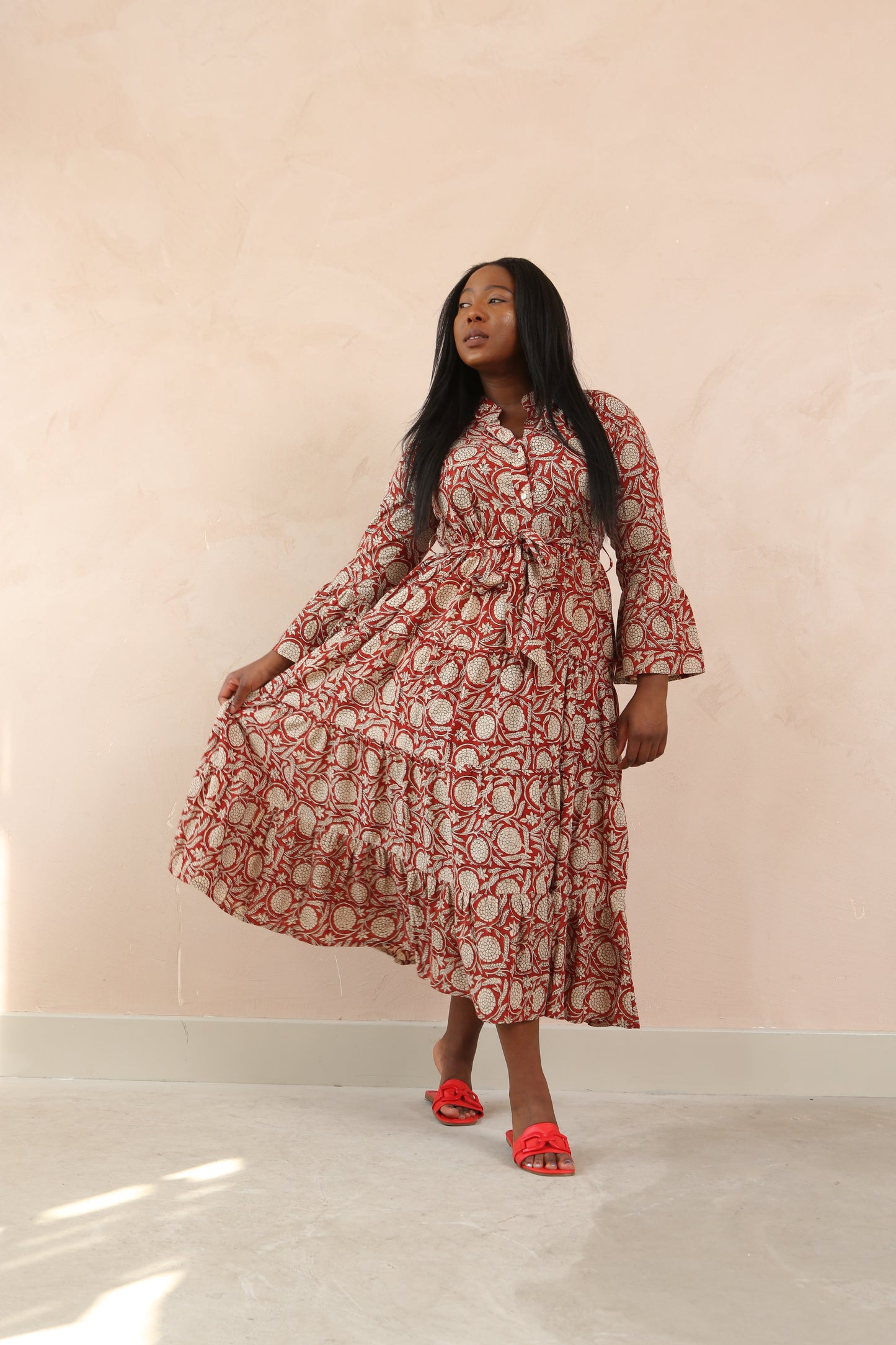 Tory Cotton Bell Sleeve Maxi Dress