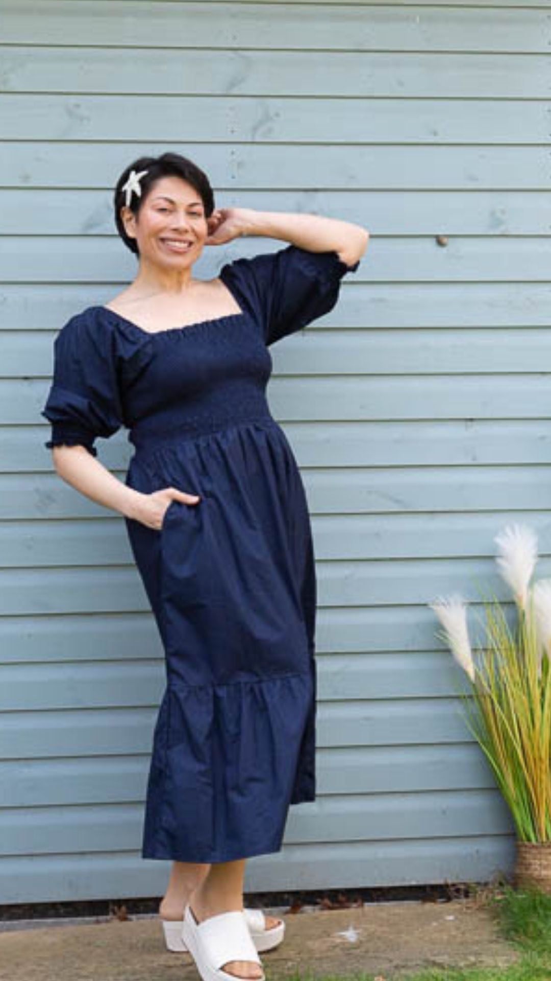 Chelsea Braless Wonder Midi Dress With Sleeves