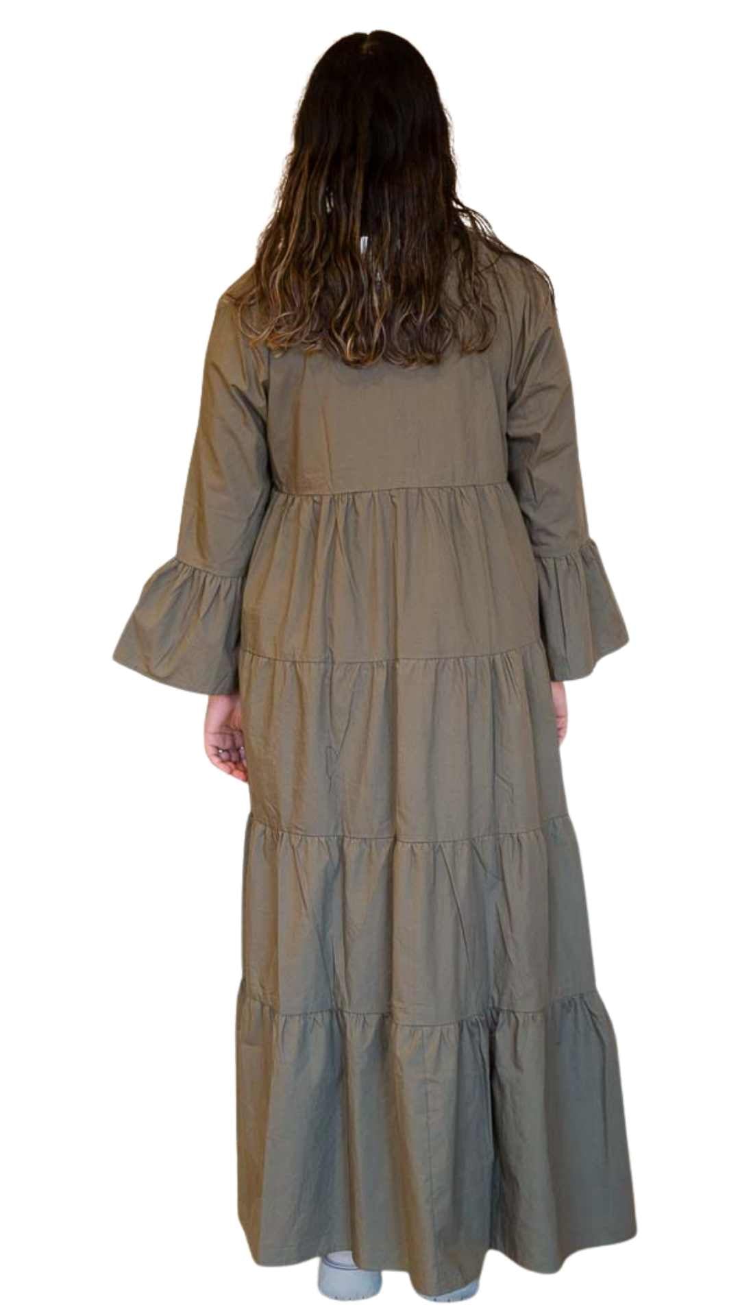 Brandy Cotton Maxi Petite Dress With Sleeves