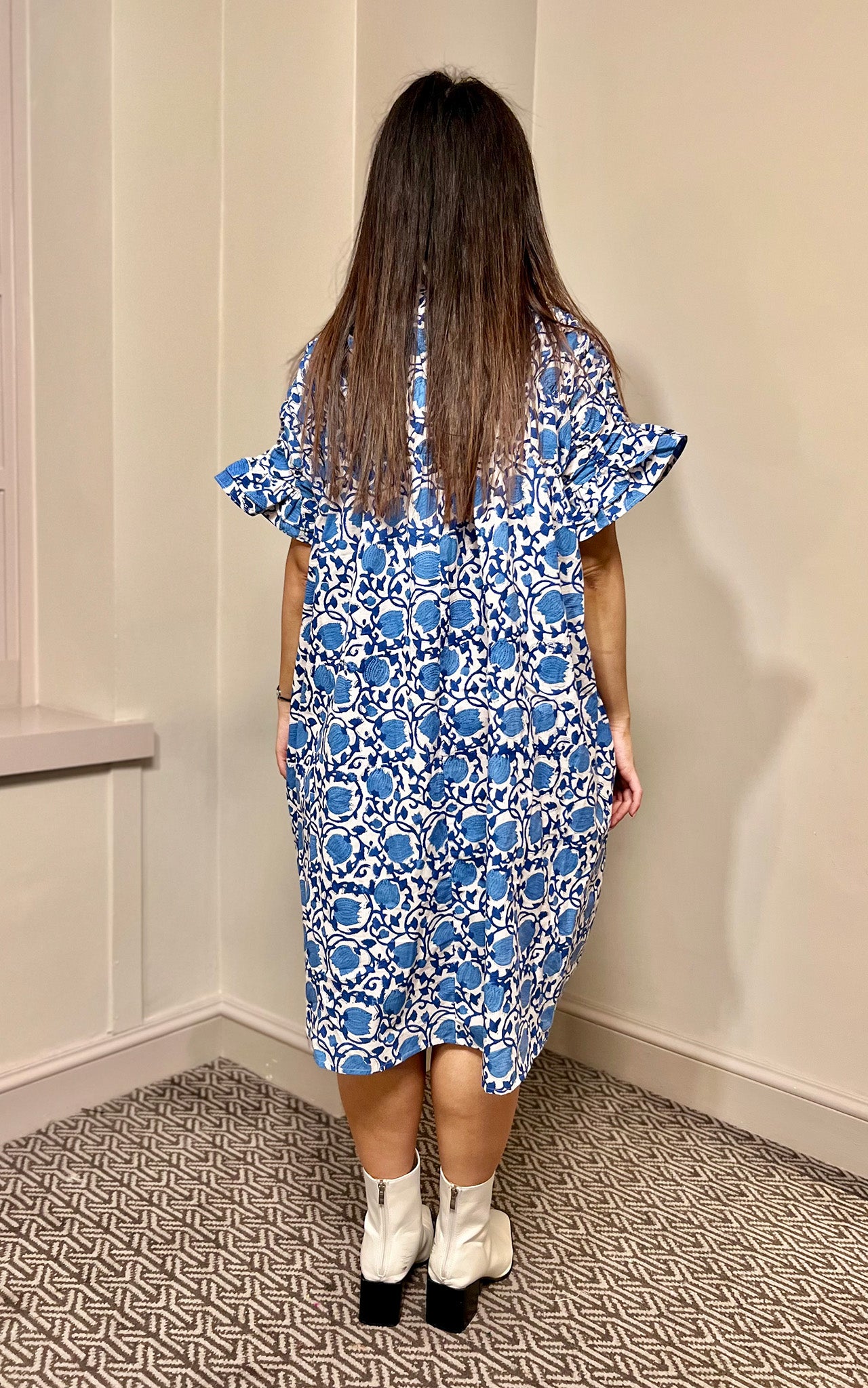 Mara Midi Smock Block Print Dress- Preorder