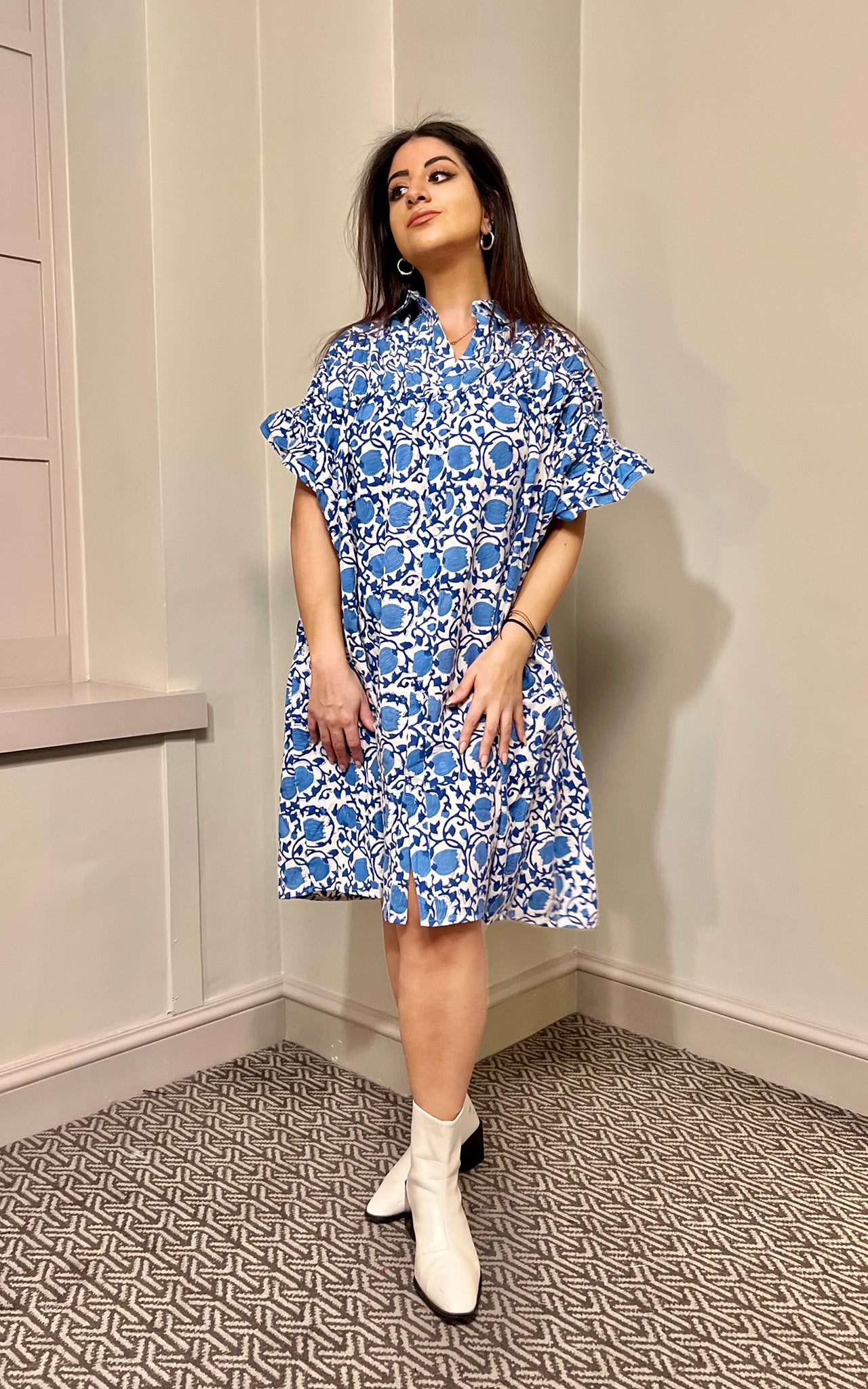 Mara Midi Smock Block Print Dress- Preorder