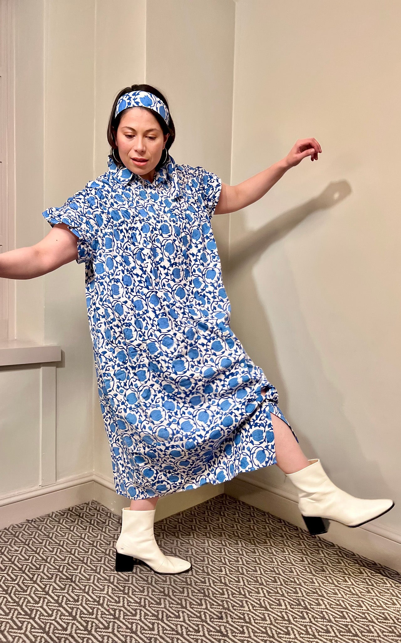 Mara Midi Smock Block Print Dress- Preorder
