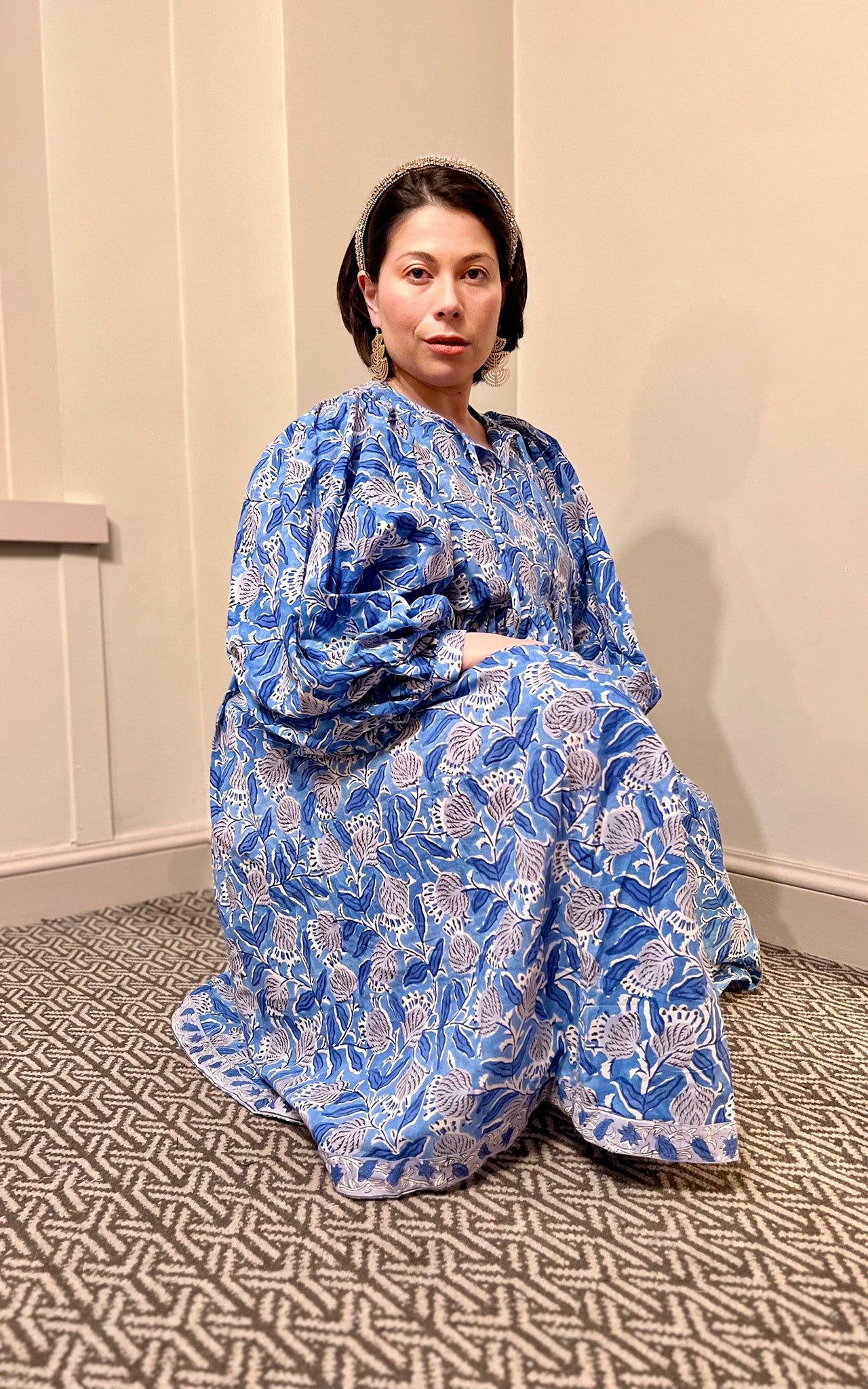 Camile Block Print Oversized Midi- Preorder