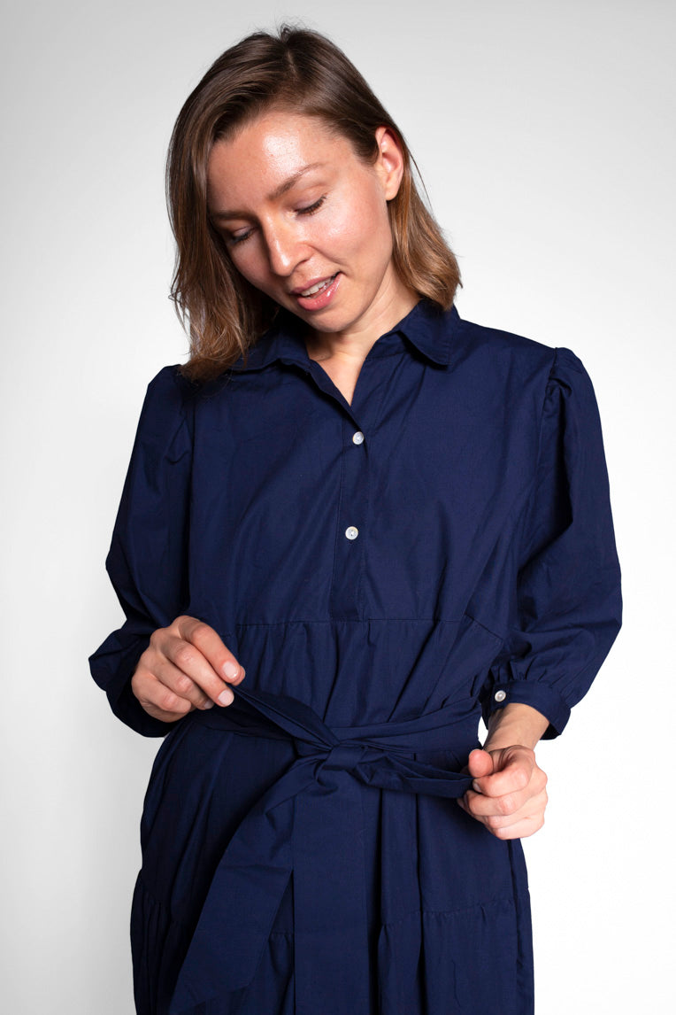 Chelsea Front Button Cotton Midi Dress
