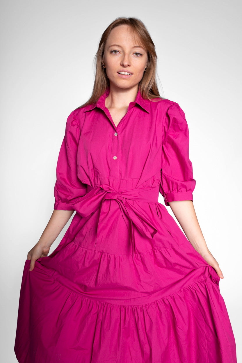 Mia Front Button Cotton- Poplin Maxi Dress