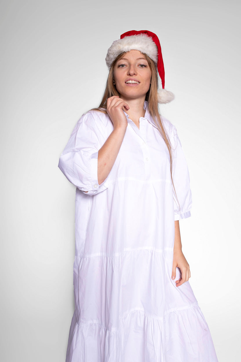 Angel Cotton Midi Dress White