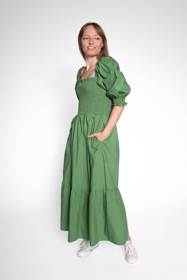 Olive Braless Wonder Maxi Dress With Sleeves