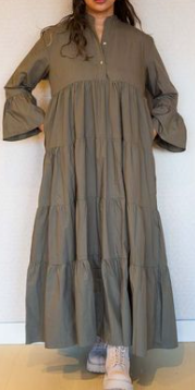 Brandy Cotton Maxi Petite Dress With Sleeves