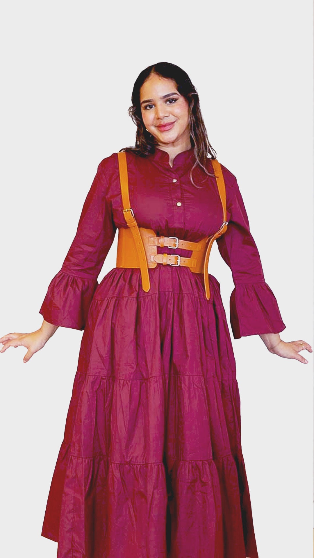 Mimi Cotton Maxi Dress With Bell Sleeves