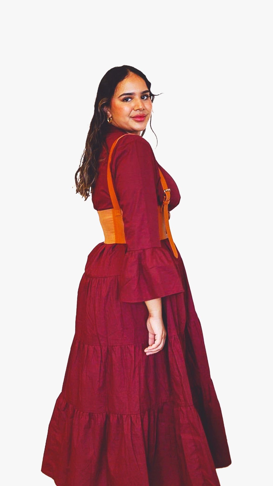 Mimi Cotton Maxi Dress With Bell Sleeves