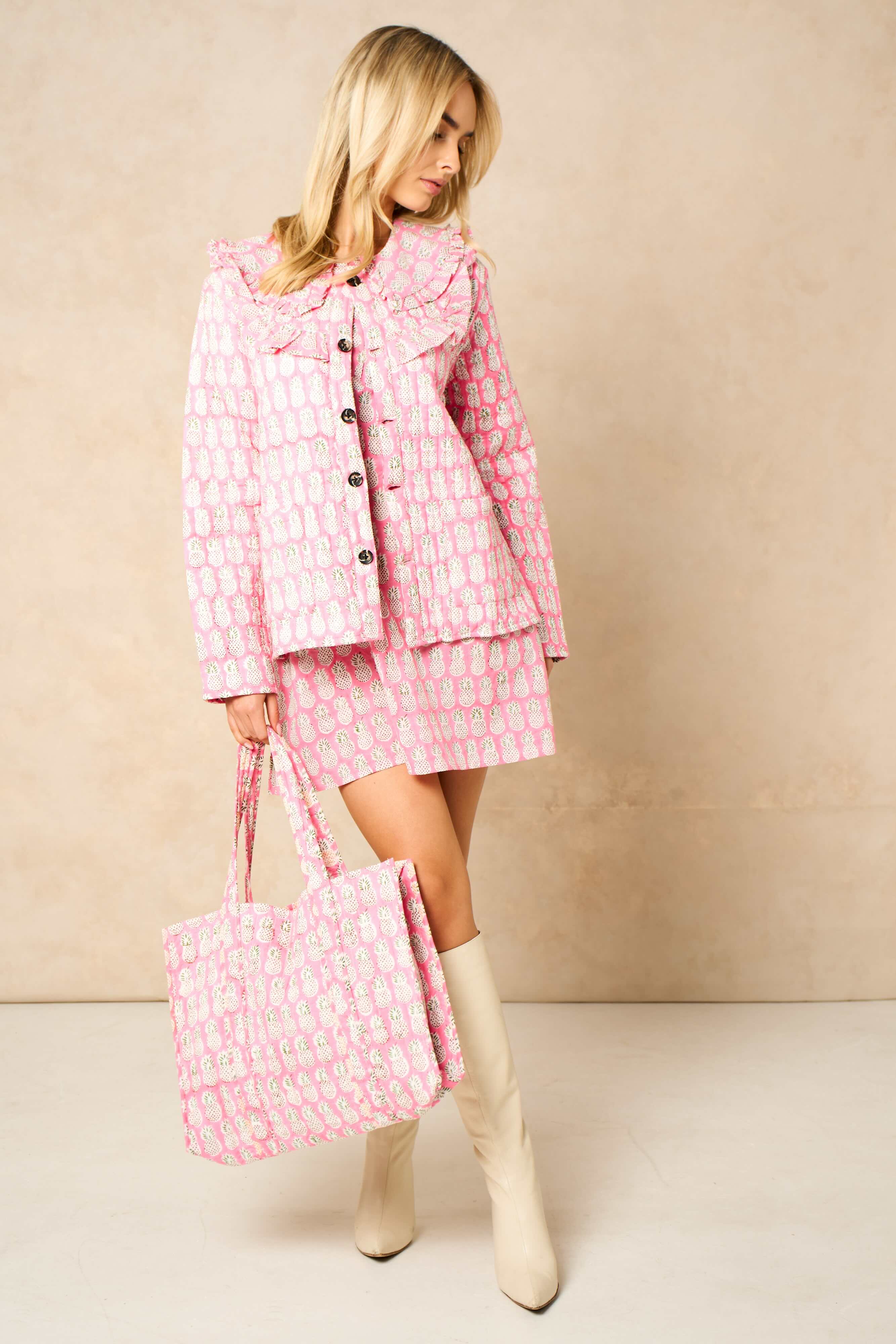 Reversible Cotton Quilted Floral Tote Bag