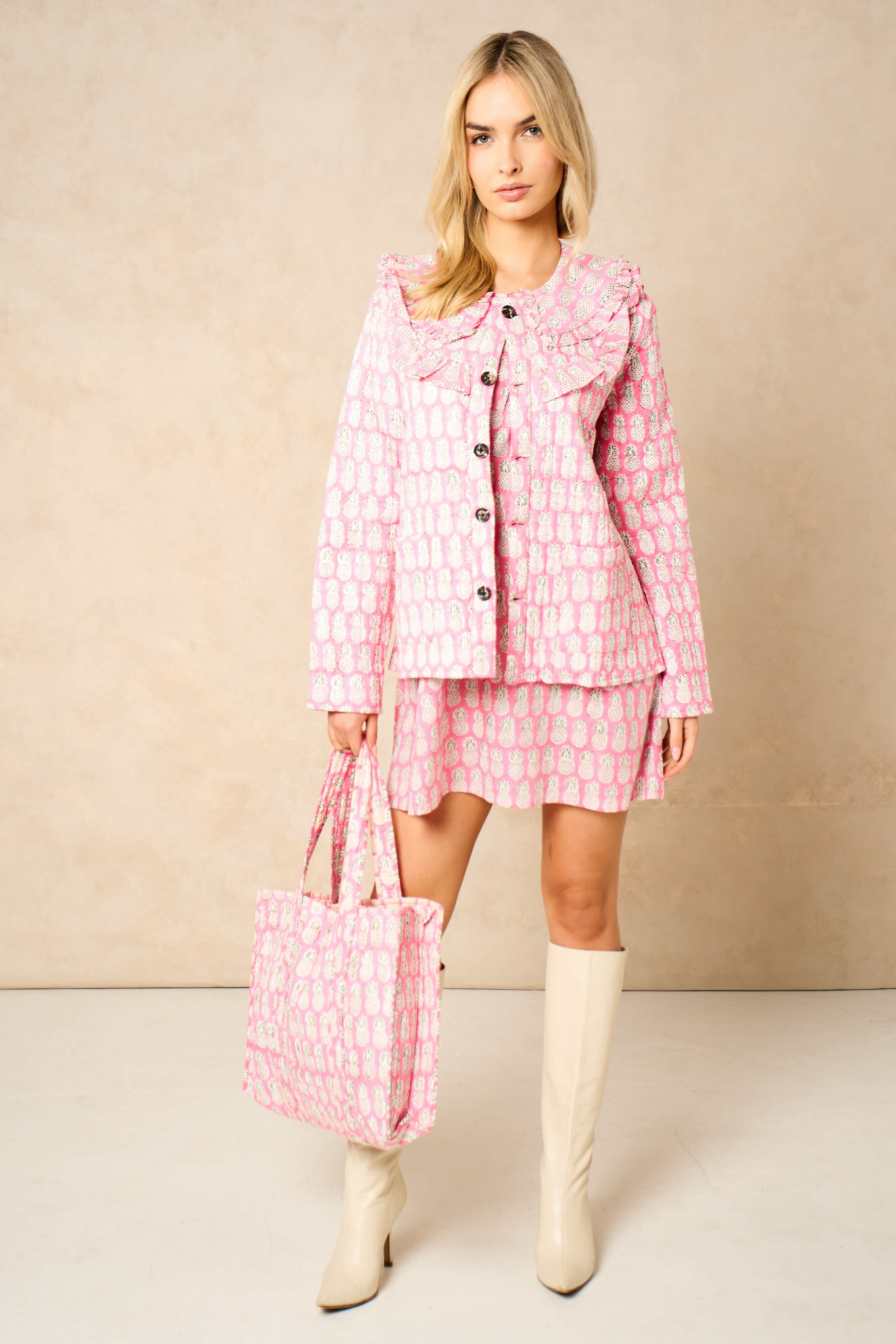 Reversible Cotton Quilted Floral Tote Bag