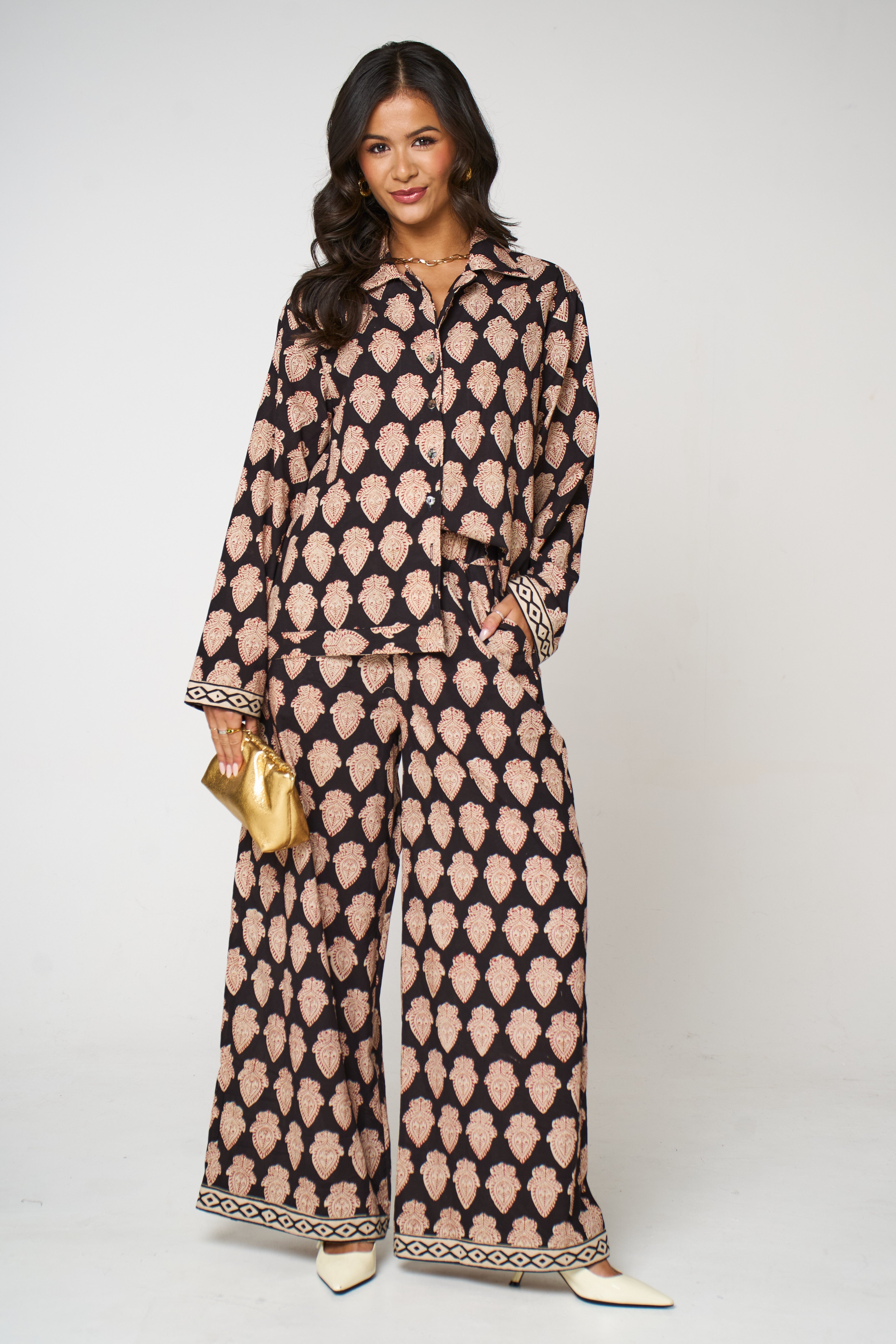 Molly Midnight Black Block Print Matching Set
