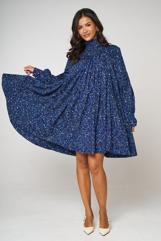 Stars in the Sky A-Line Midi Dress – Midnight Blue