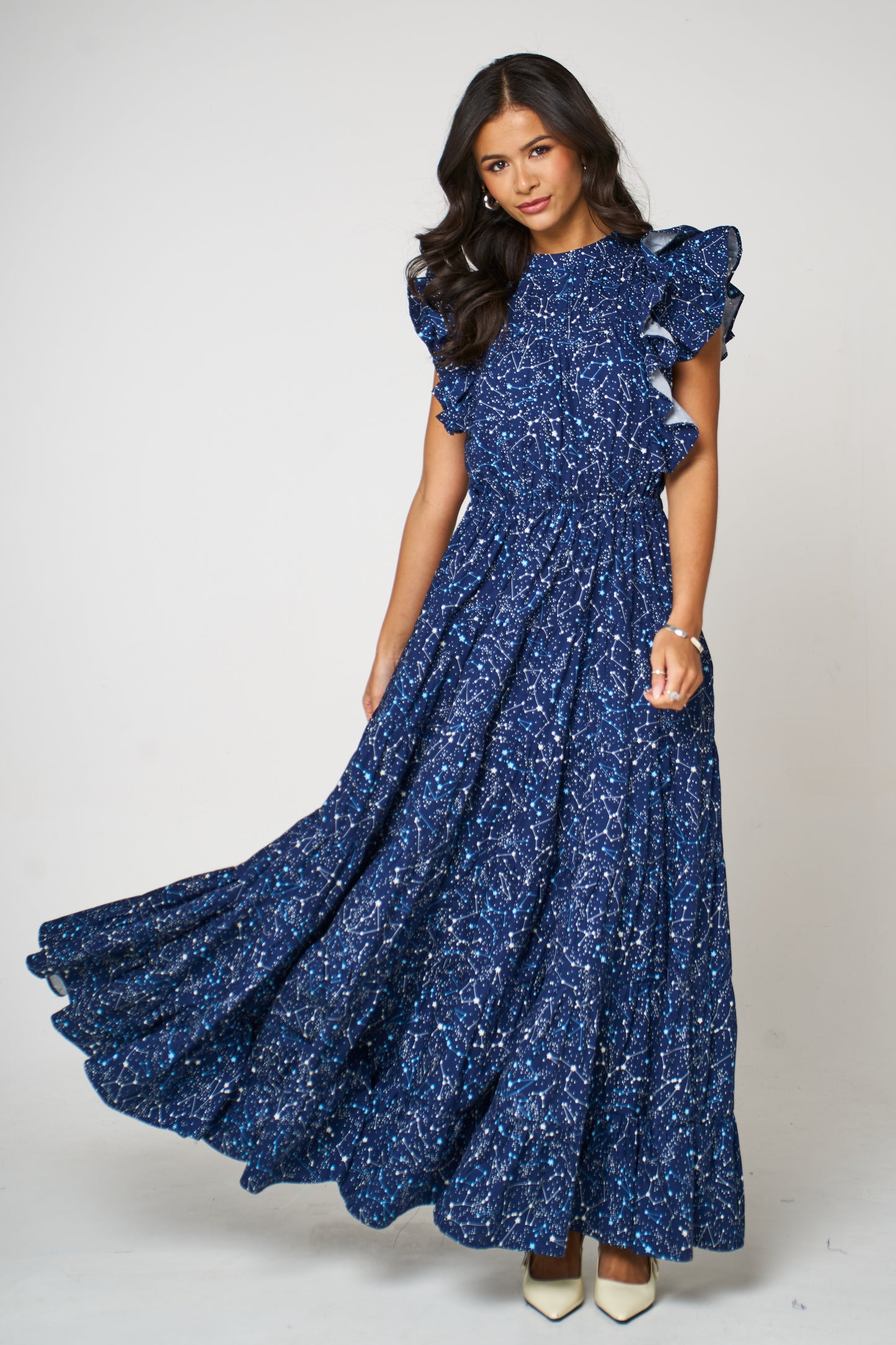 Stars In The Sky Ruffle Maxi Dress
