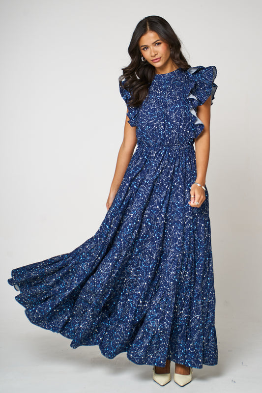 Stars In The Sky Ruffle Maxi Dress