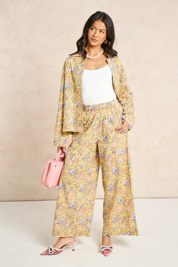 Saffron Yellow Block Print Classic Matching Set