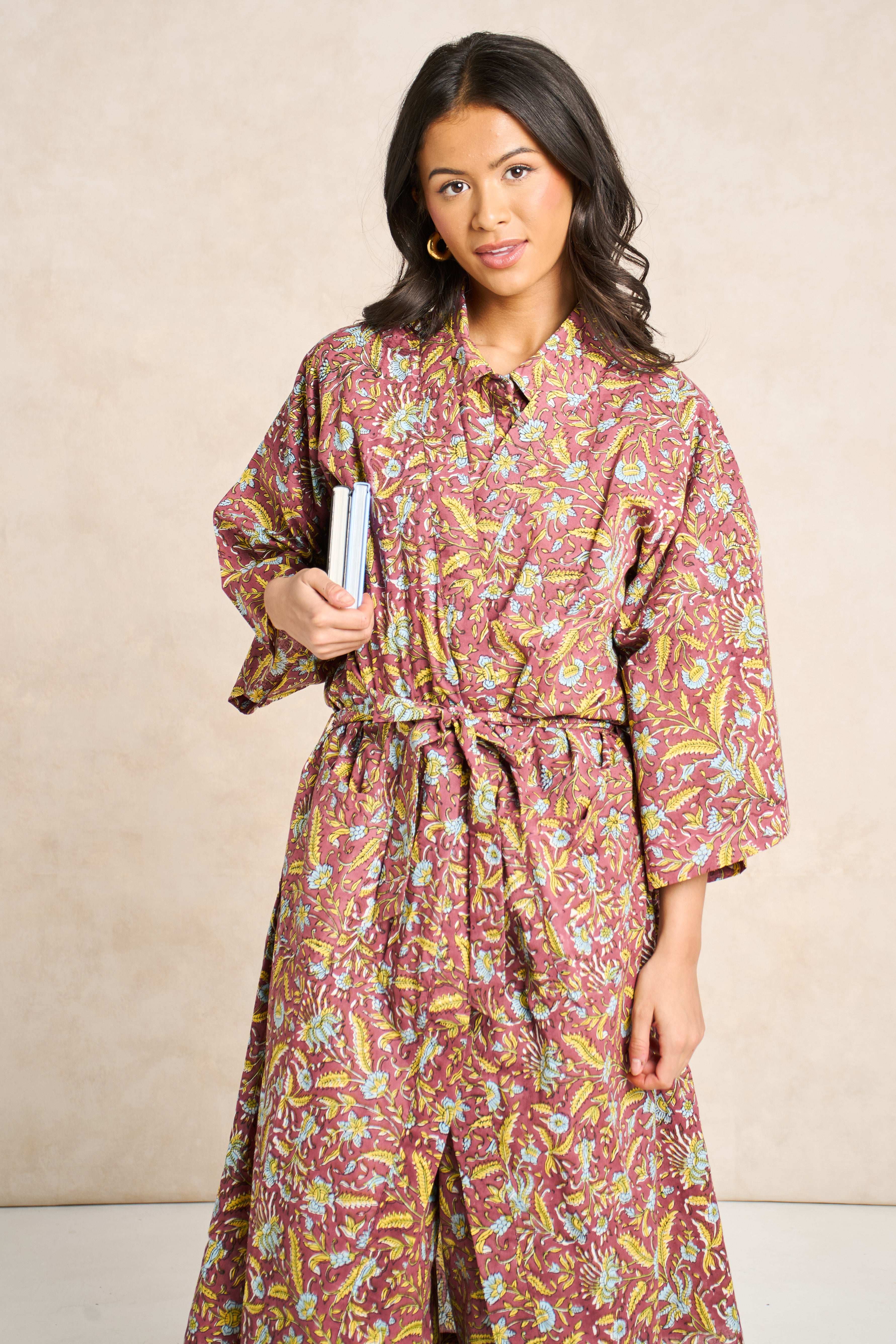 Goldie Block Print Cotton Bathrobe
