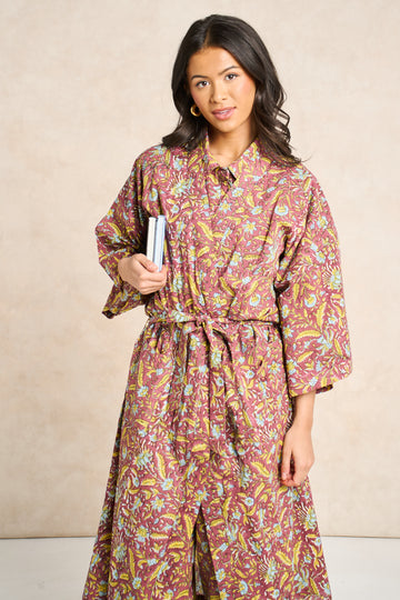 Goldie Block Print Cotton Bathrobe