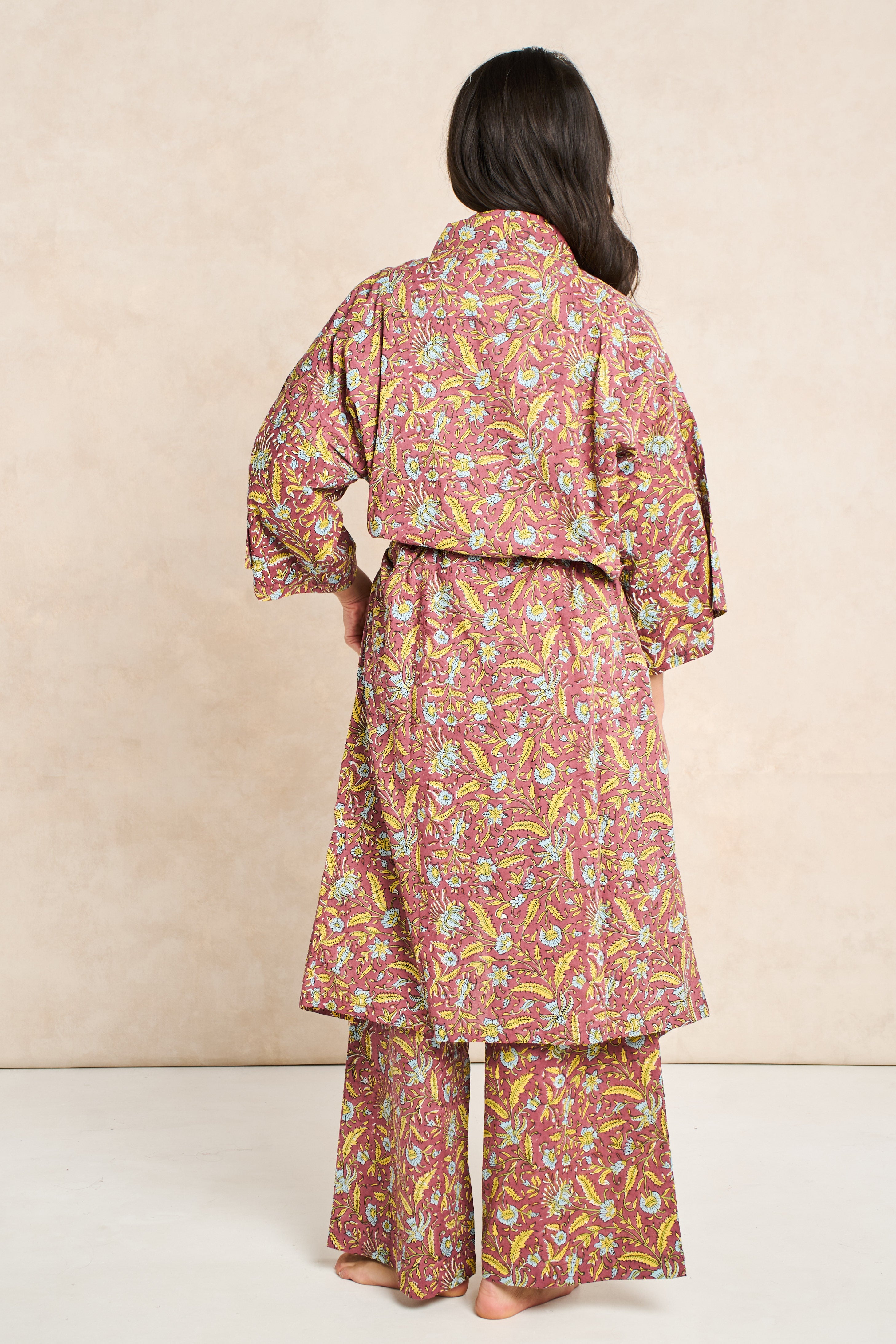 Goldie Block Print Cotton Bathrobe