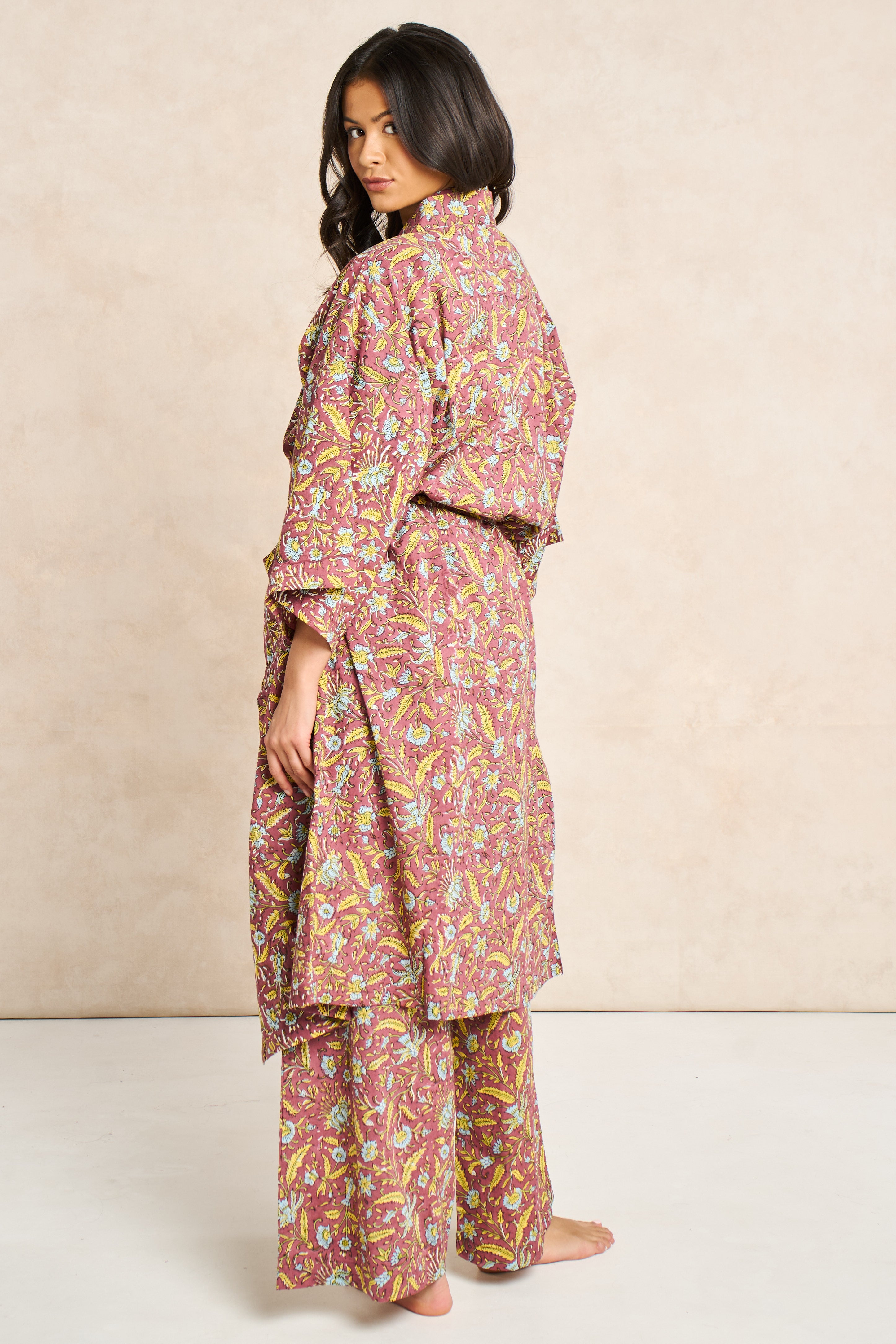 Goldie Block Print Cotton Bathrobe
