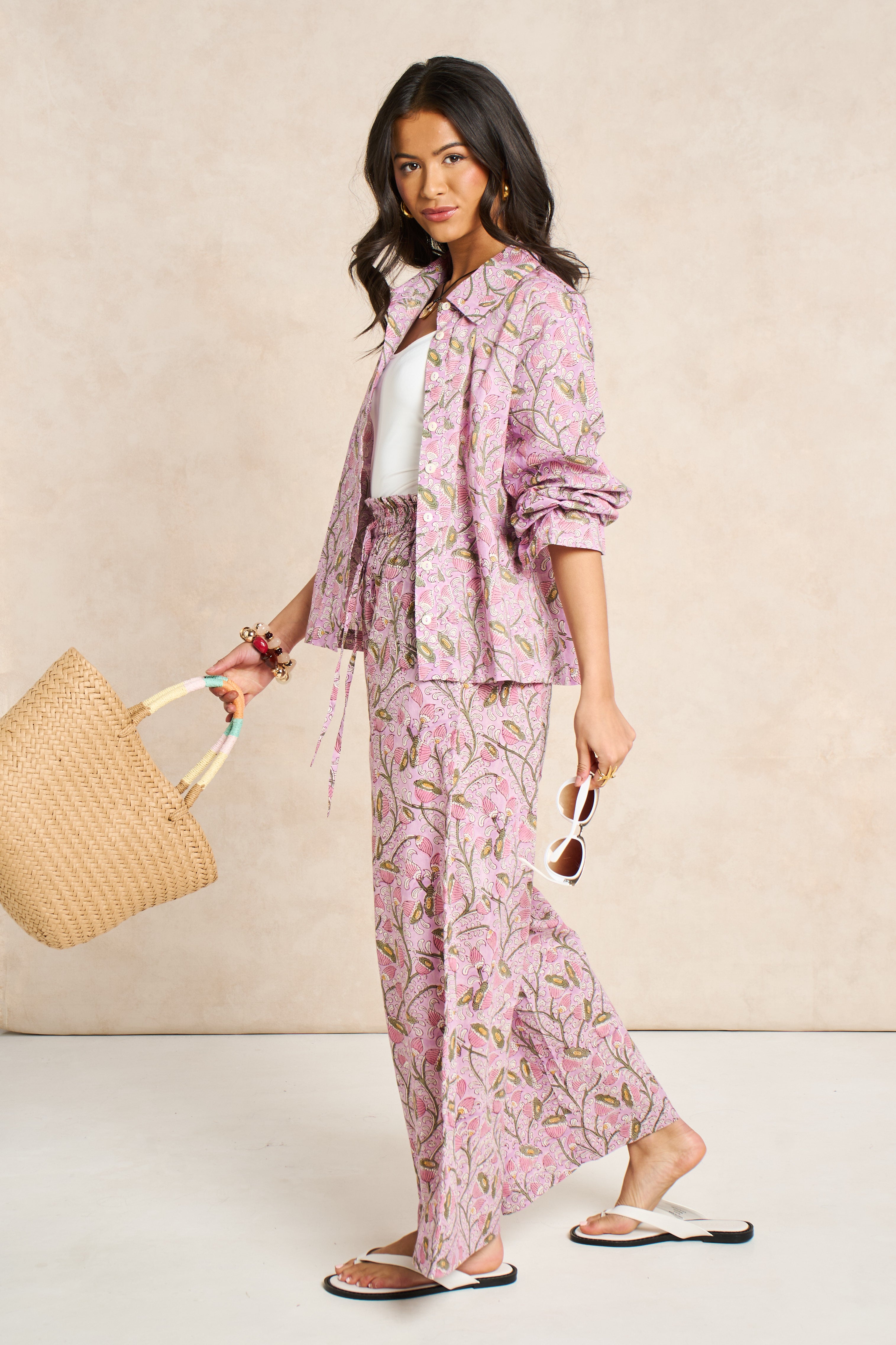 Wisteria Lilac & Blush Block Print Matching Set