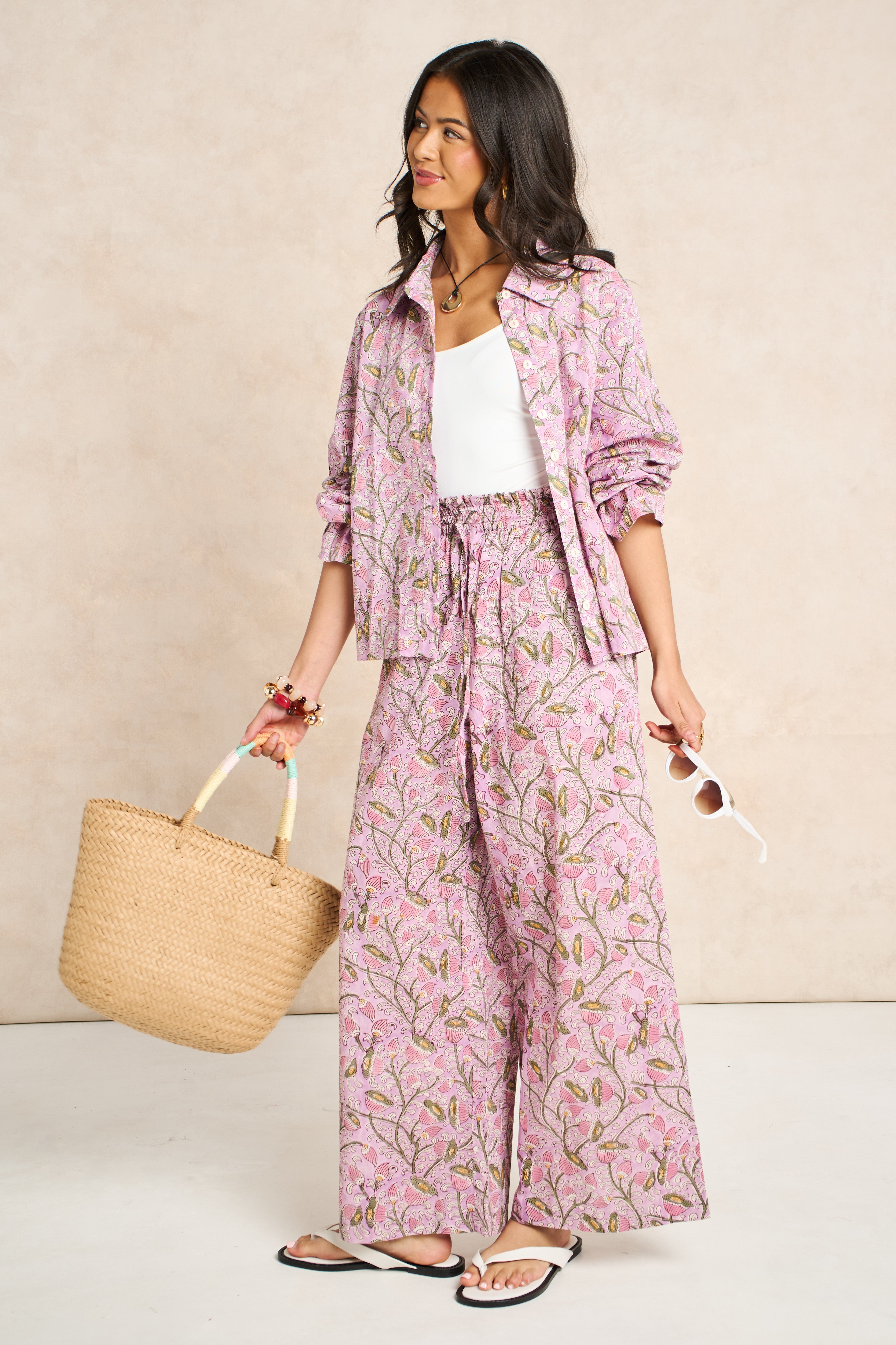 Wisteria Lilac & Blush Block Print Matching Set