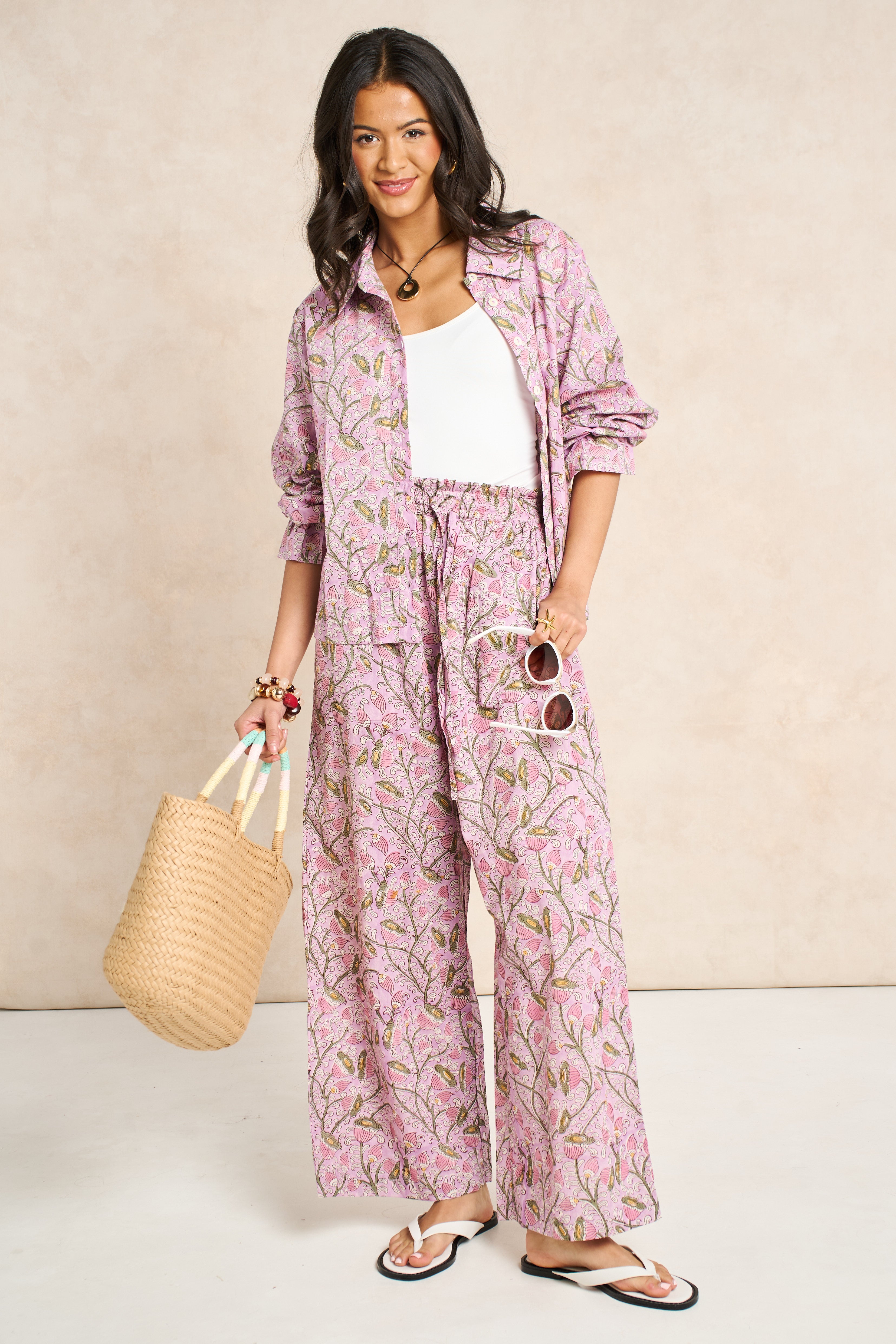 Wisteria Lilac & Blush Block Print Matching Set