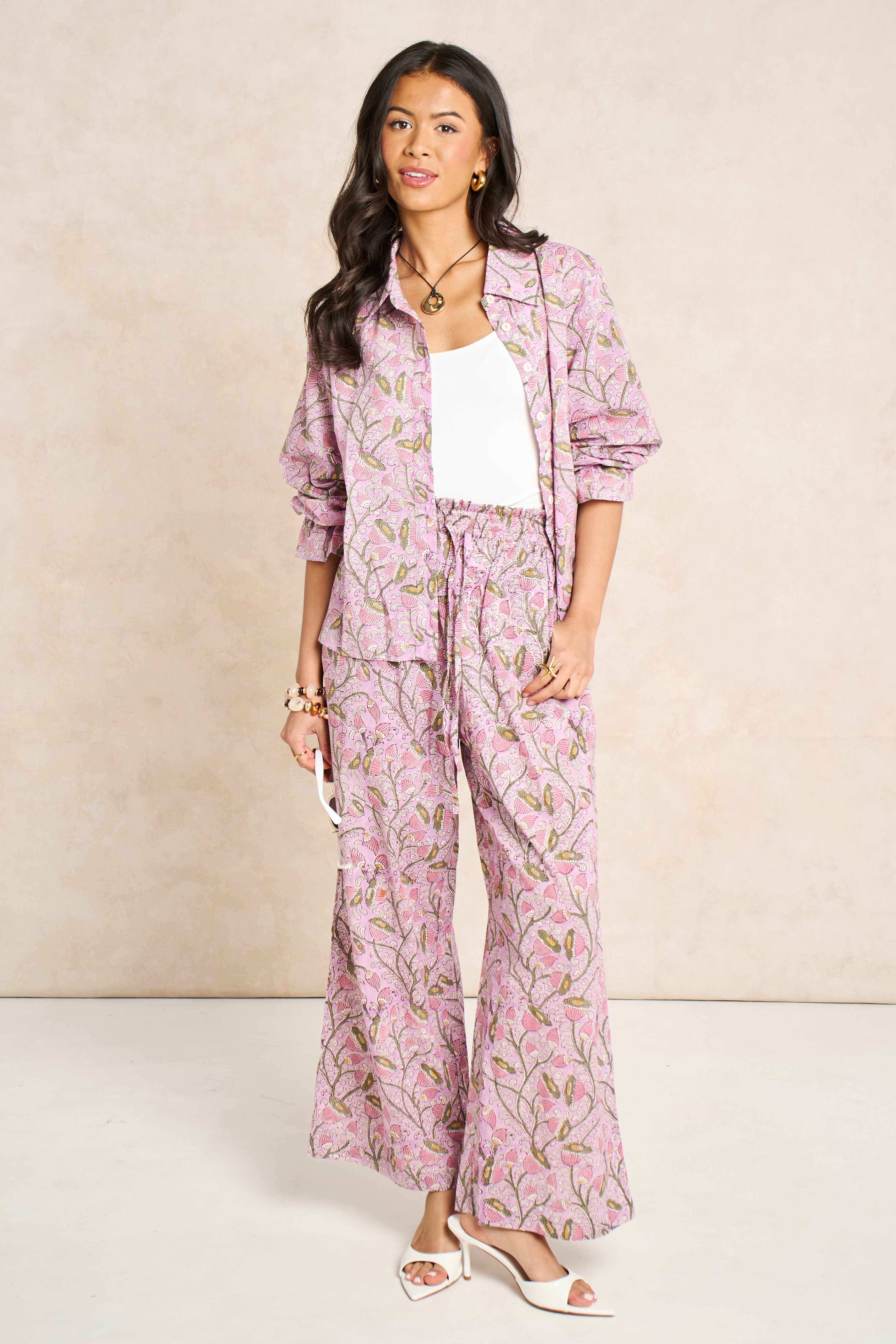 Wisteria Lilac & Blush Block Print Matching Set