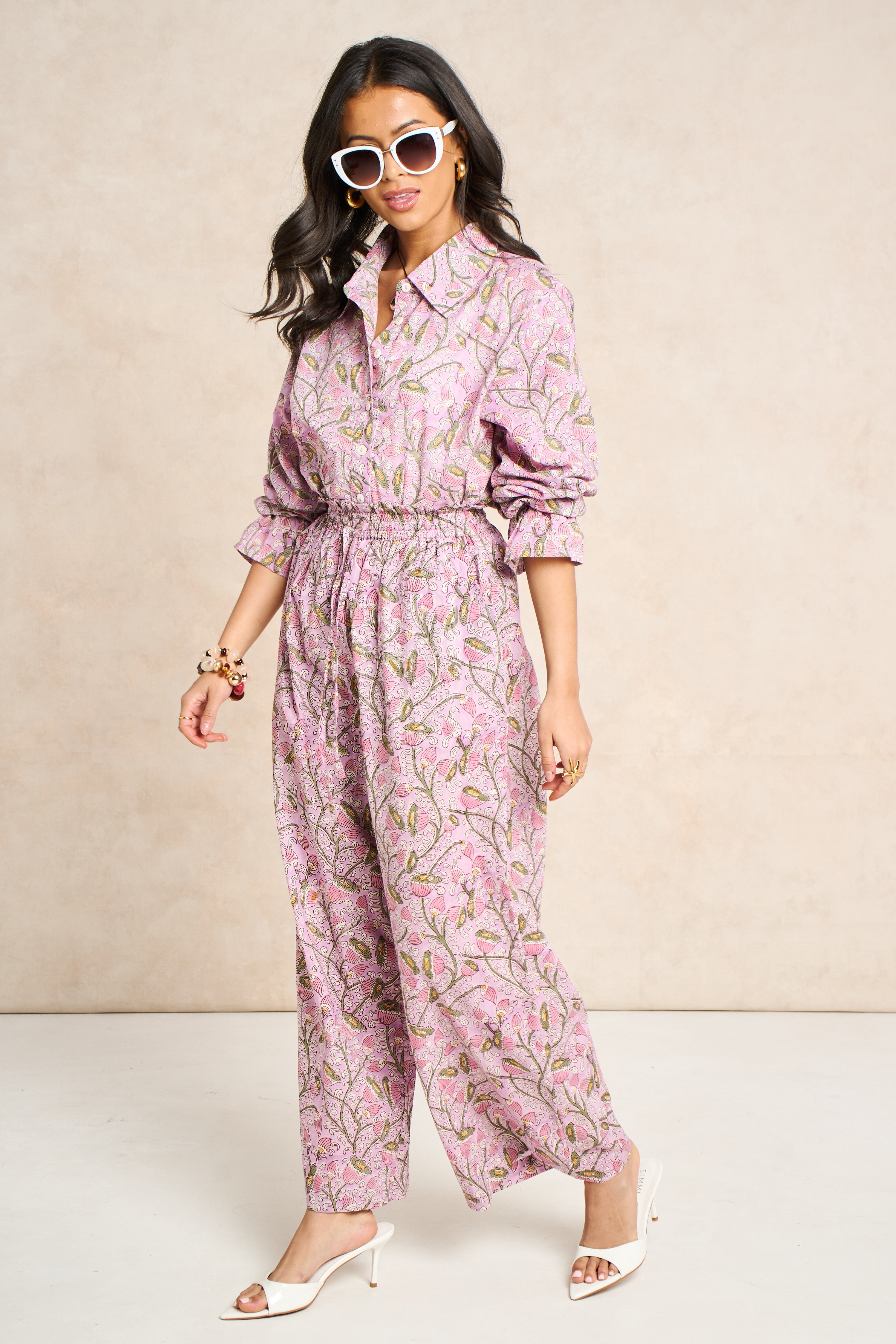 Wisteria Lilac & Blush Block Print Matching Set
