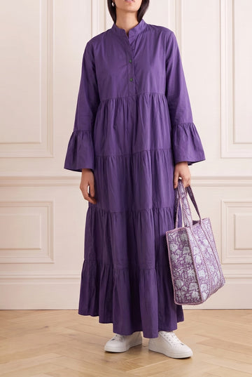 Ashley Cotton Poplin Maxi Dress With Sleeves