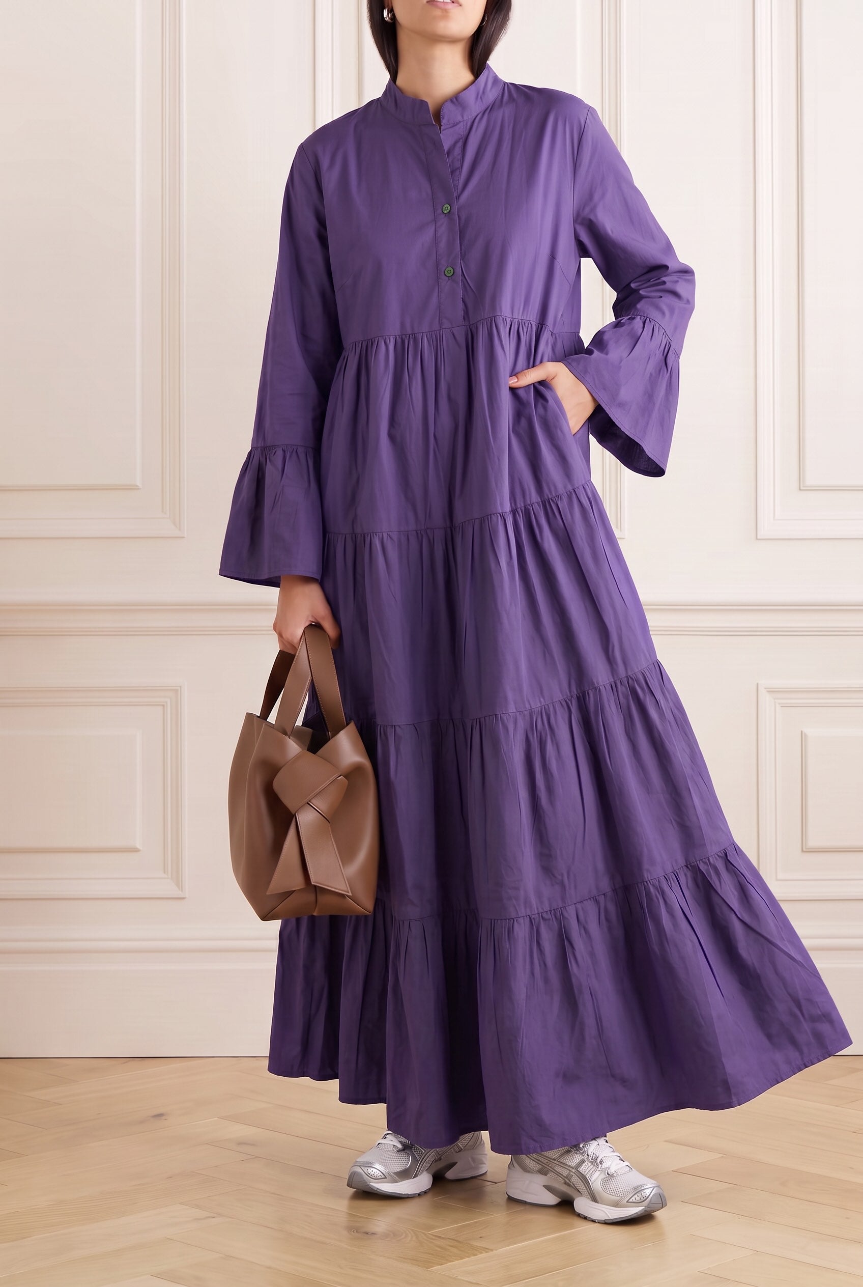 Ashley Cotton Poplin Maxi Dress With Sleeves