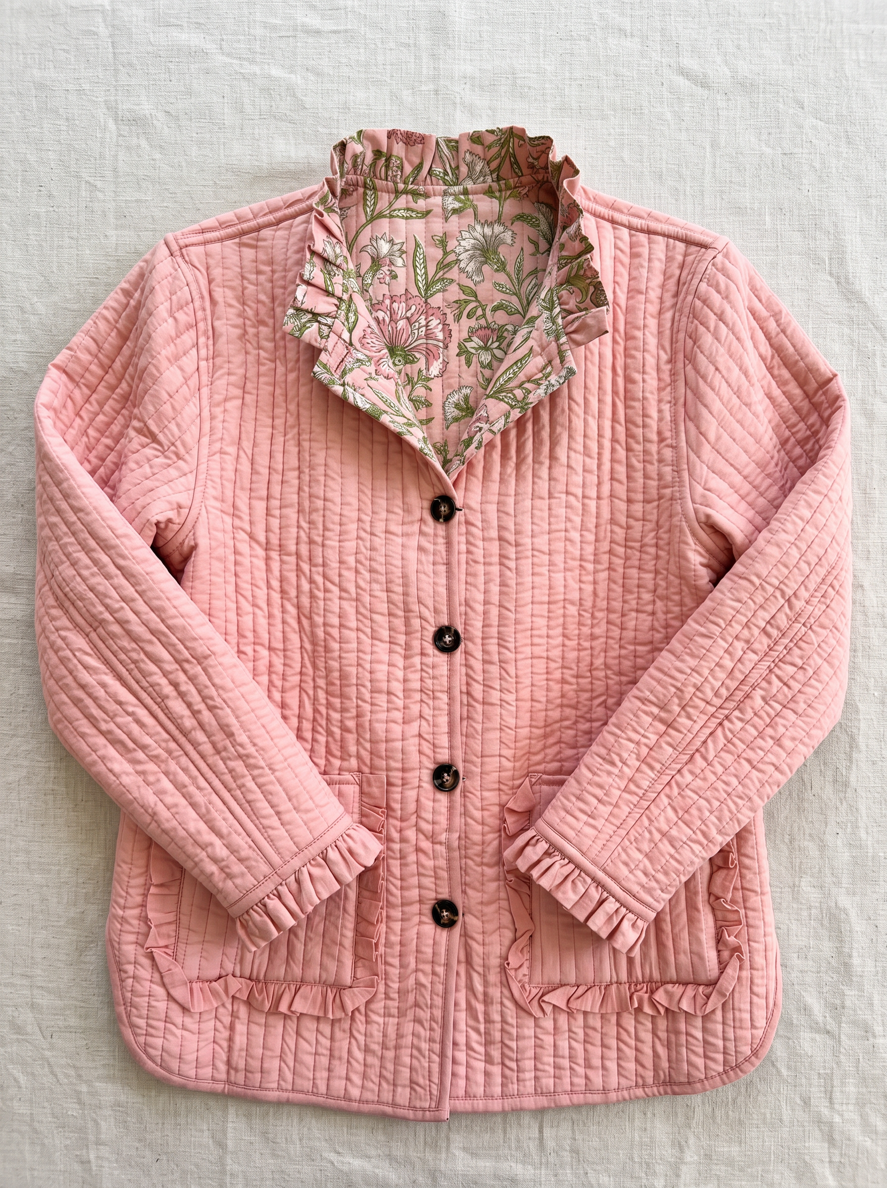 Blush Reversible Quilted Cotton Jacket