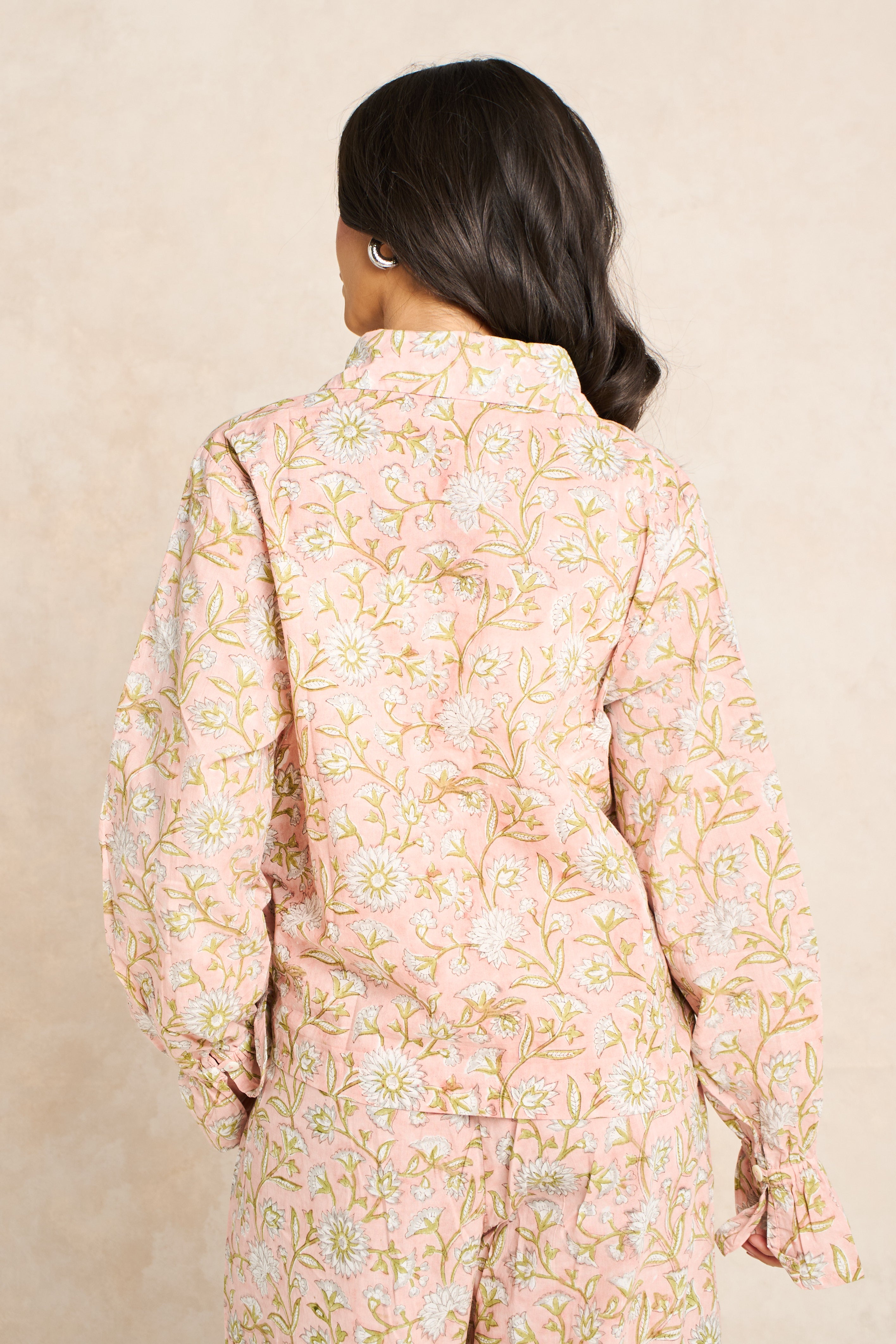 Blush Powder Blue Block Print Matching Set