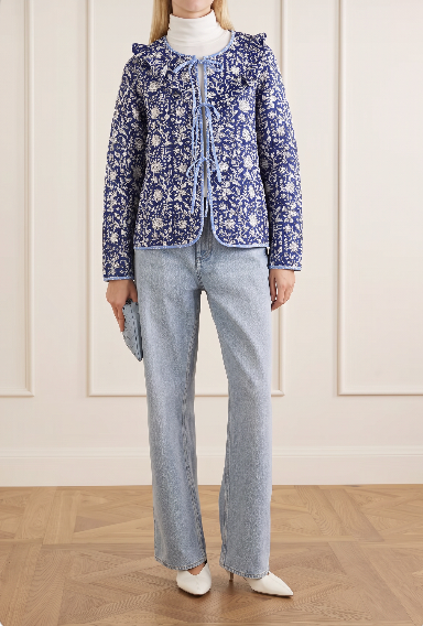 Chloe Front Ties Reversible Quilted Cotton Jacket