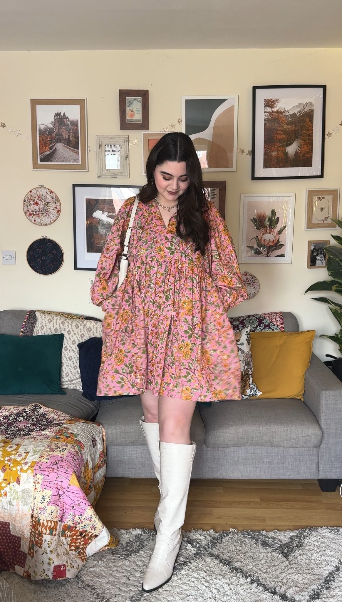 Emma Full Sleeve Midi Smock Dress