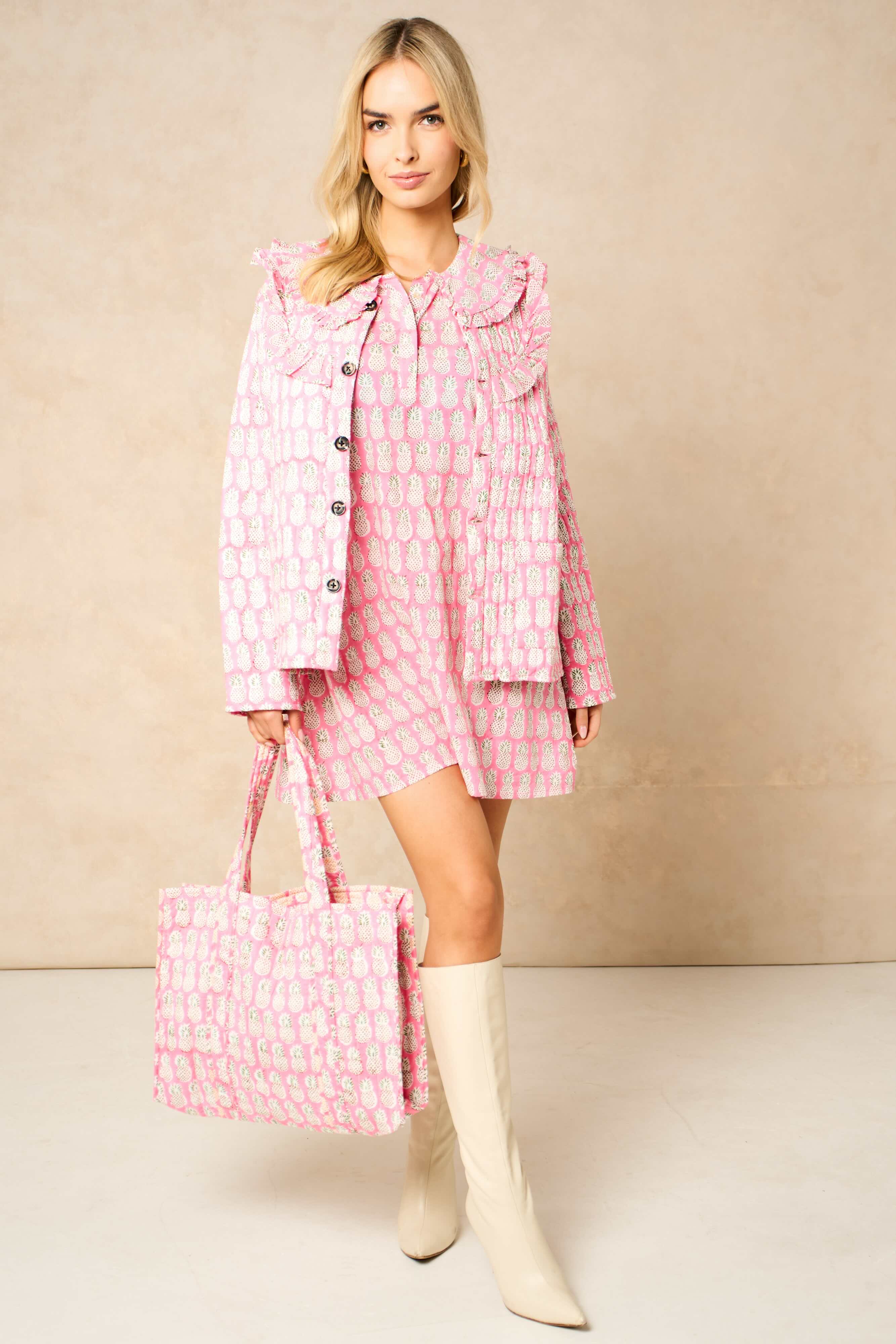 Reversible Cotton Quilted Floral Tote Bag