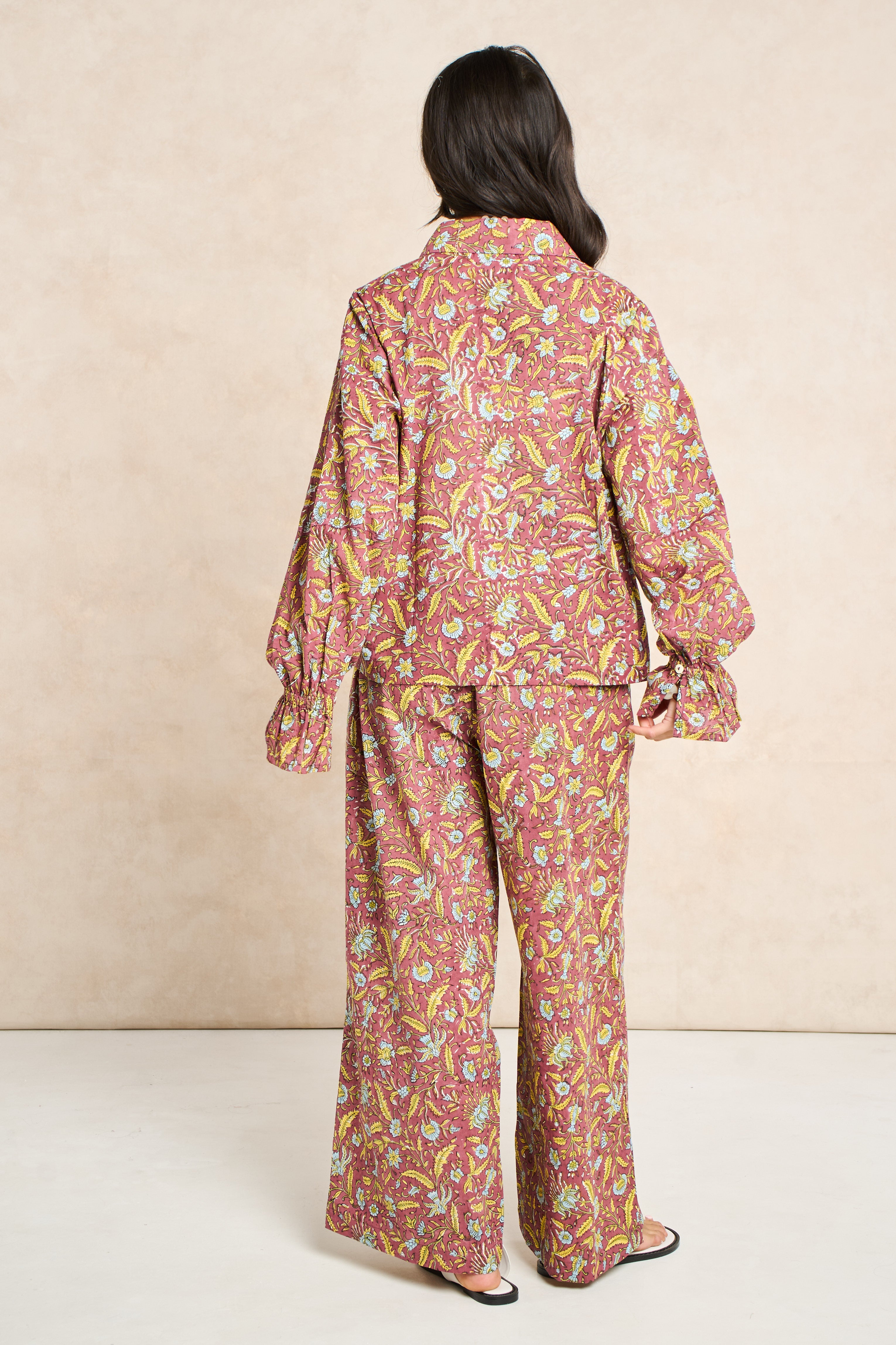 Goldie Marigold & Blue Block Print Matching Set